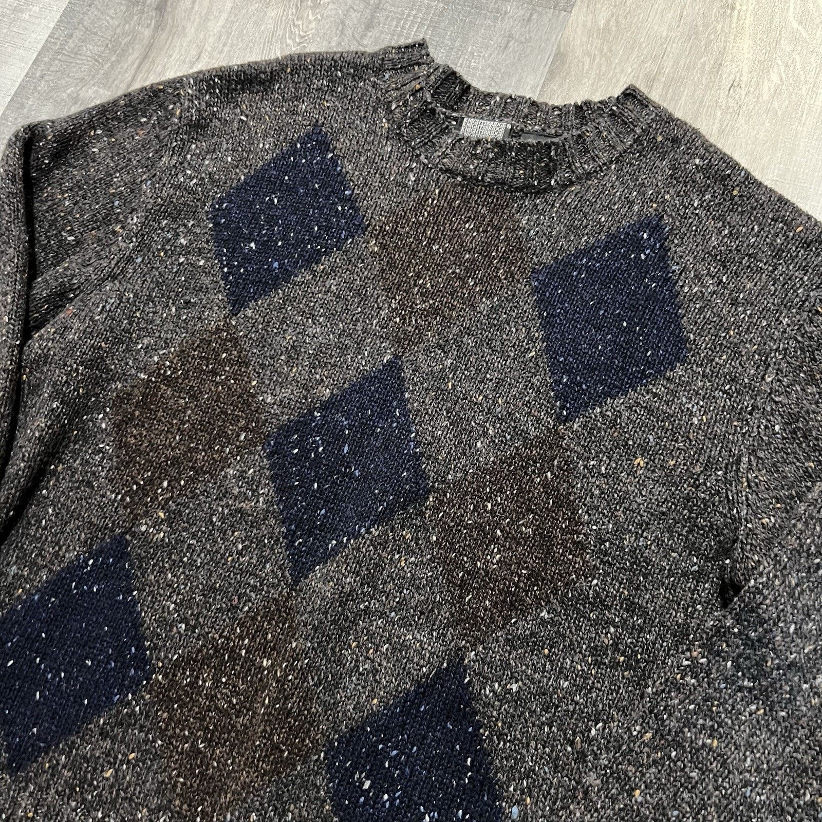 Vintage VTG Knightsbridge Argyle Print Wool Blend Sweater Knit Golf Size US XL / EU 56 / 4 - 2 Thumbnail