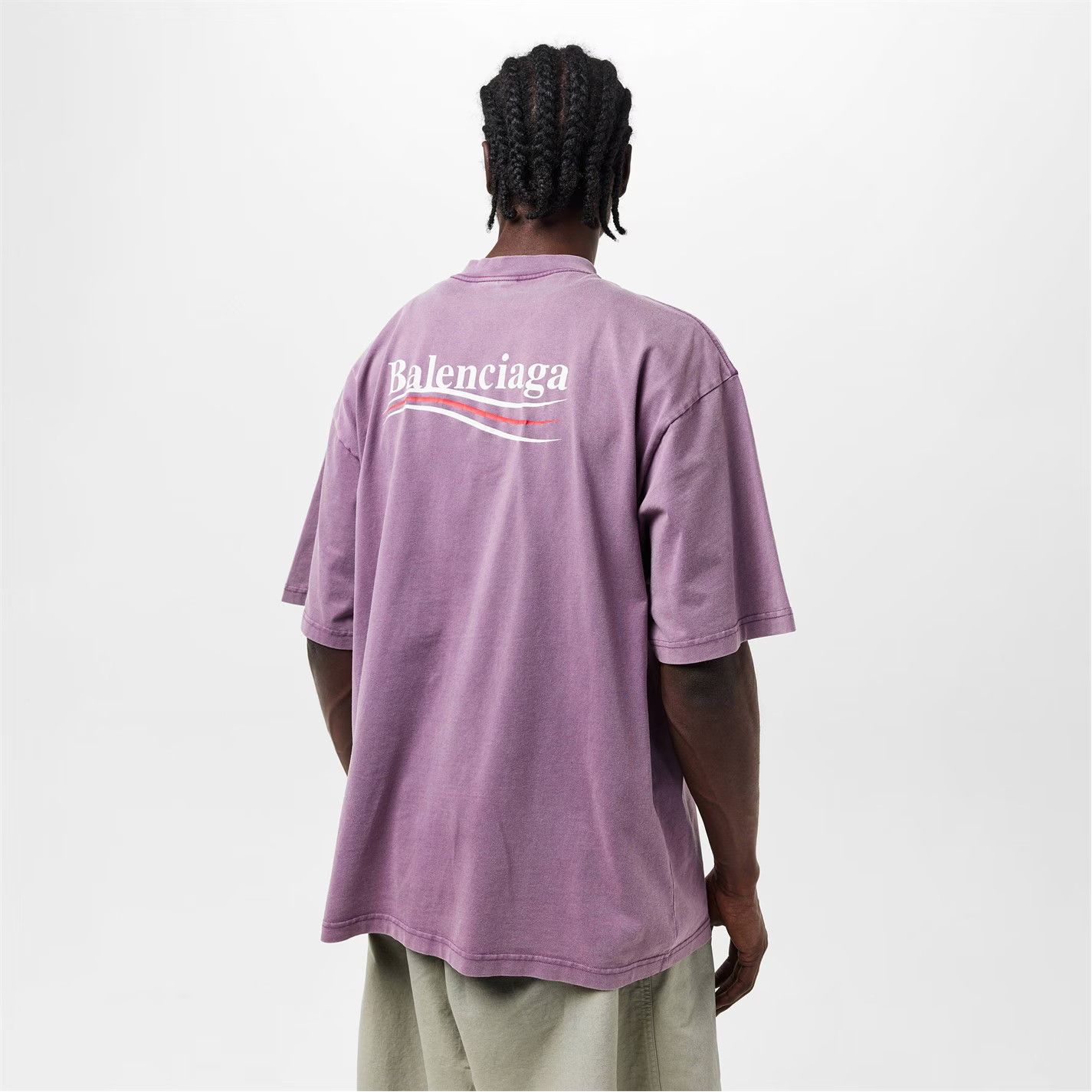 Balenciaga o1g2r1mq0226 Political Campaign T-Shirt In Faded Purple Size US L / EU 52-54 / 3 - 4 Thumbnail