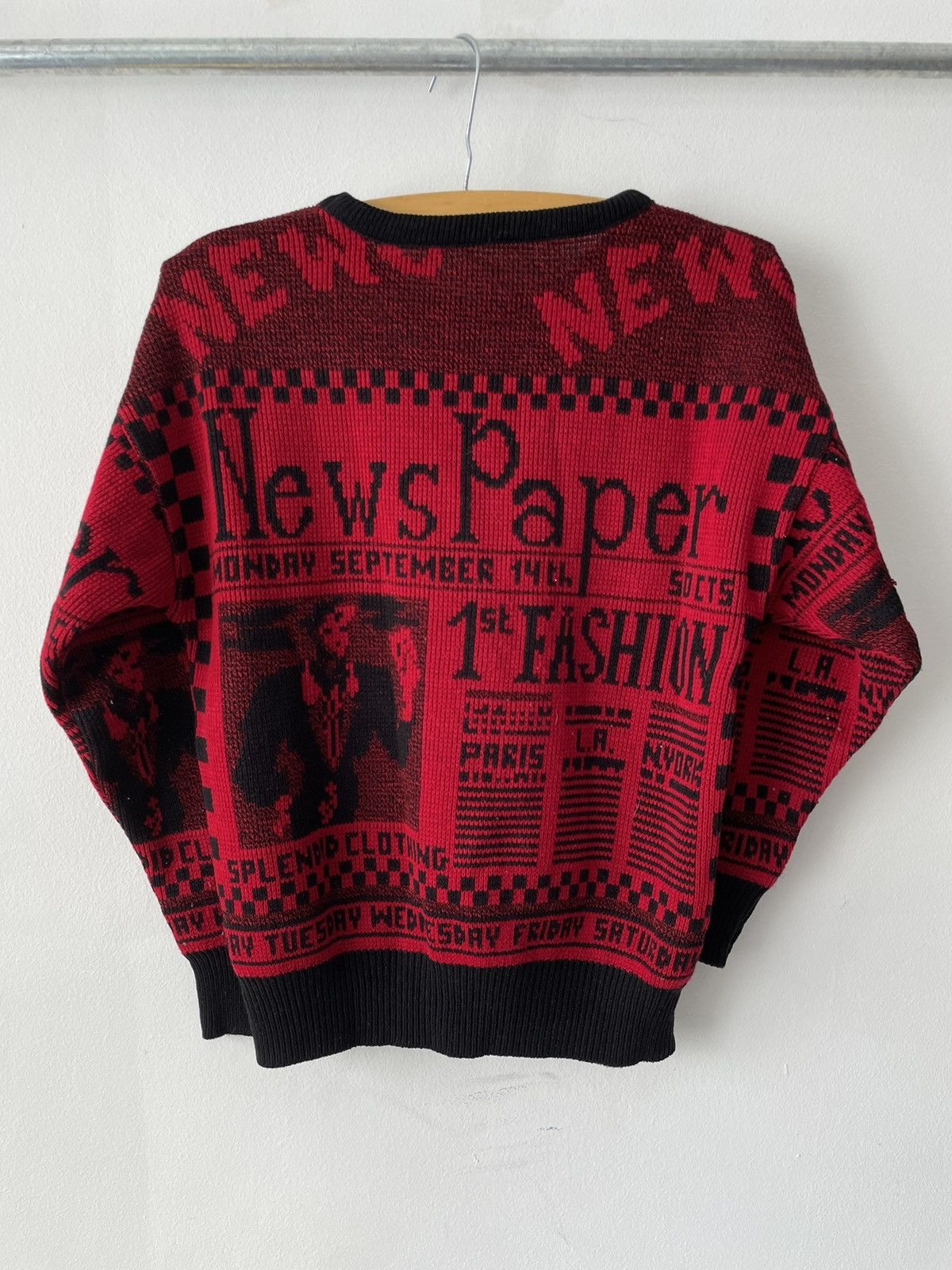 Vintage Vintage 80s 90s Fashion Newspaper Knit Sweater Size US M / EU 48-50 / 2 - 8 Thumbnail