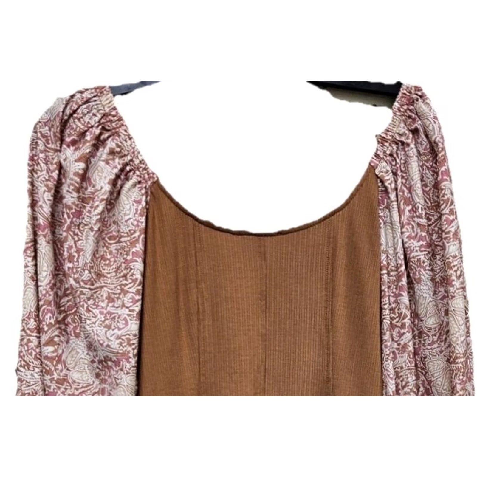 Vintage Promesa Boho Peasant Bodysuit Blouse Womens Size Medium Long Sleeve Floral Brown Balloon Sleeve Size M / US 6-8 / IT 42-44 - 6 Thumbnail