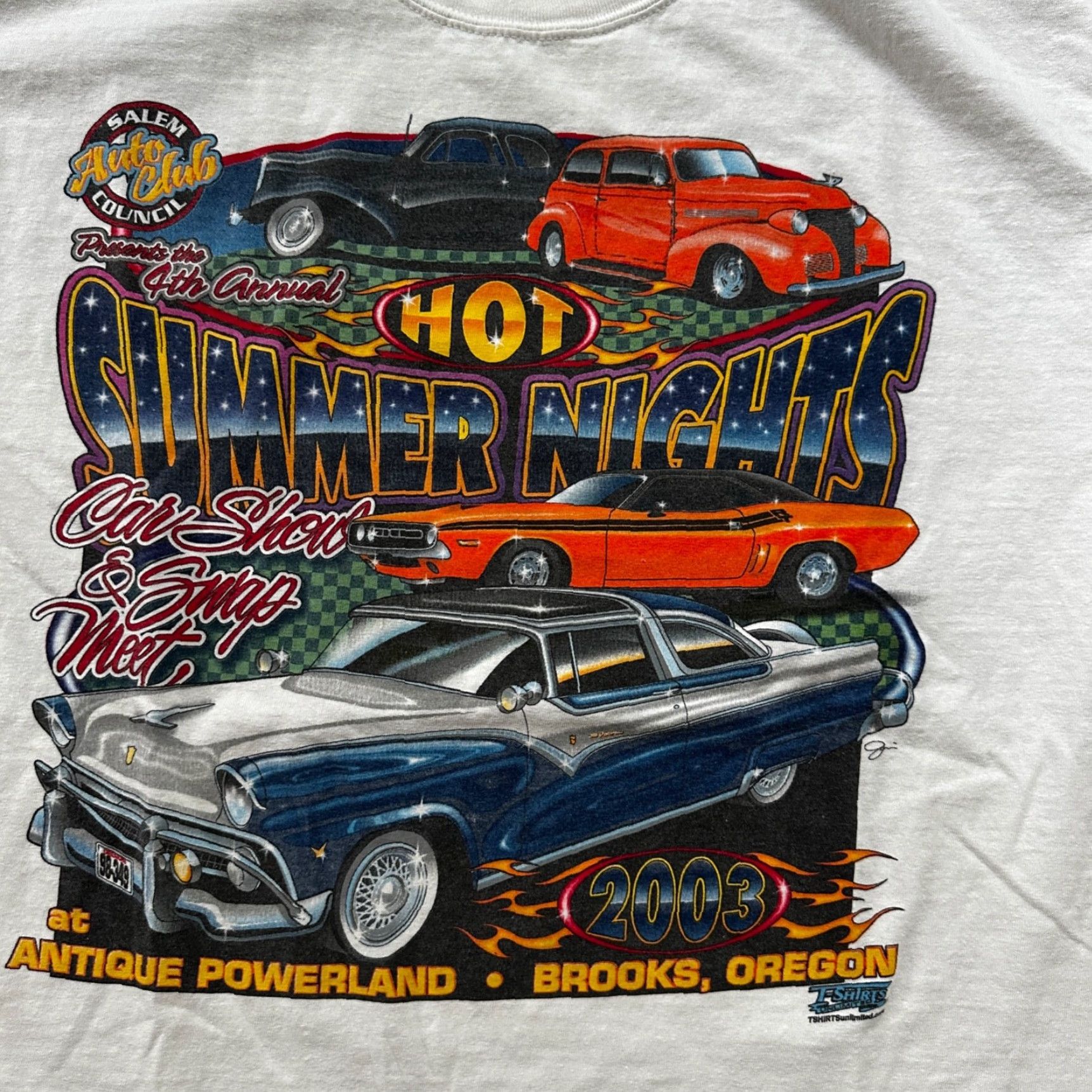 Gildan VINTAGE Brooks Gildan T-Shirt Men XL White Short Sleeve Crew Neck Racing Cars 2003 Y2K 70s 80s 90s Graphic Print Muscle Size US XL / EU 56 / 4 - 3 Thumbnail