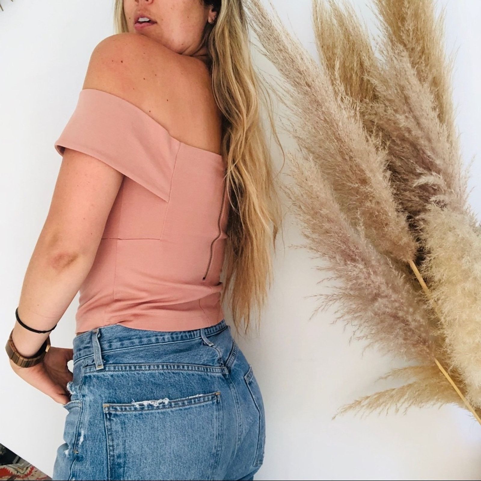 Anthropologie ANTHROPOLOGIE DELETTA Blush Pink Ponte Crop Top Blouse Shirt Size S / US 4 / IT 40 - 3 Thumbnail