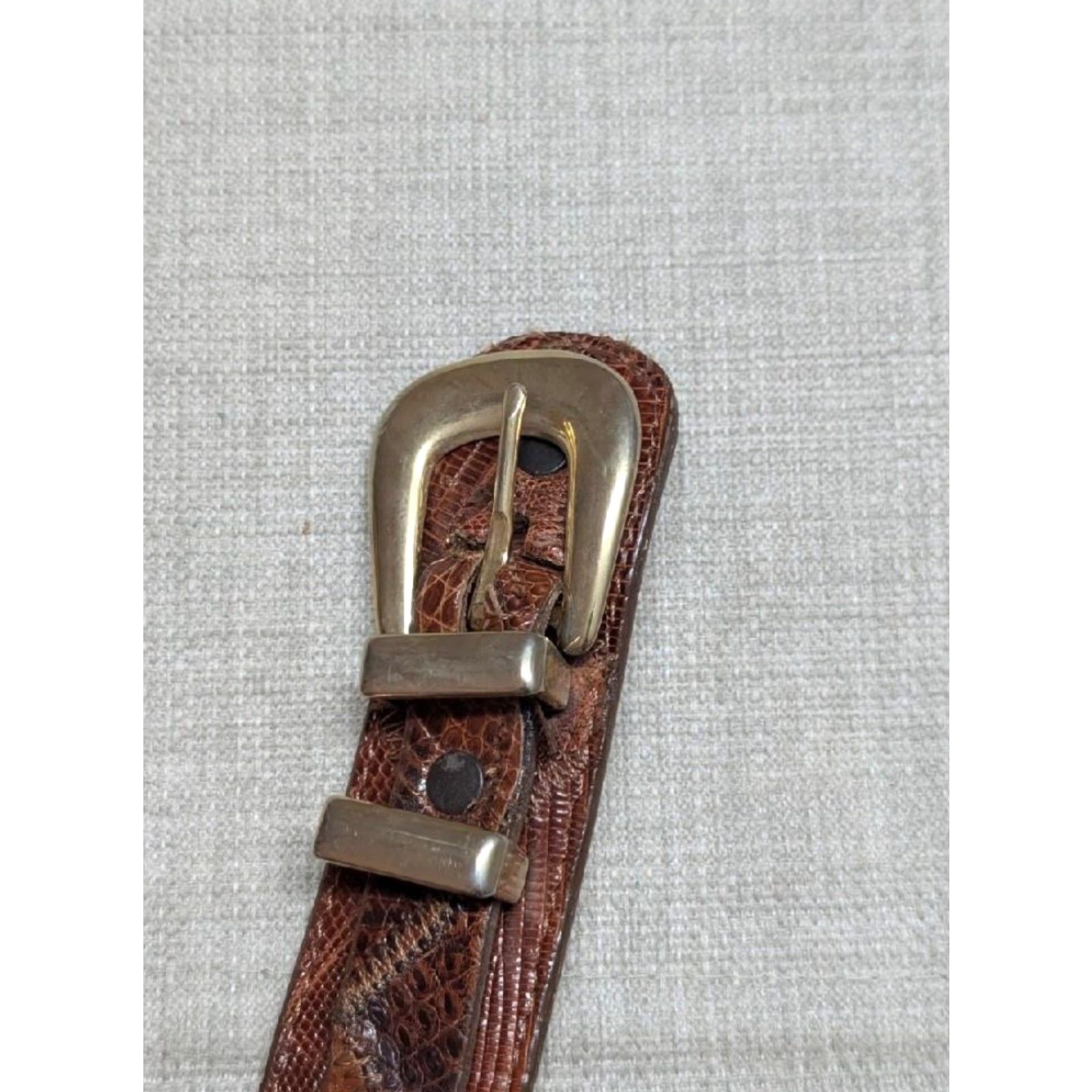 Vintage VINTAGE Justin belt USA-made Ranger Western Belt, 40, Brown, Genuine Lizard, Buckle, Ranger, Belt, Men Size 40 - 4 Thumbnail