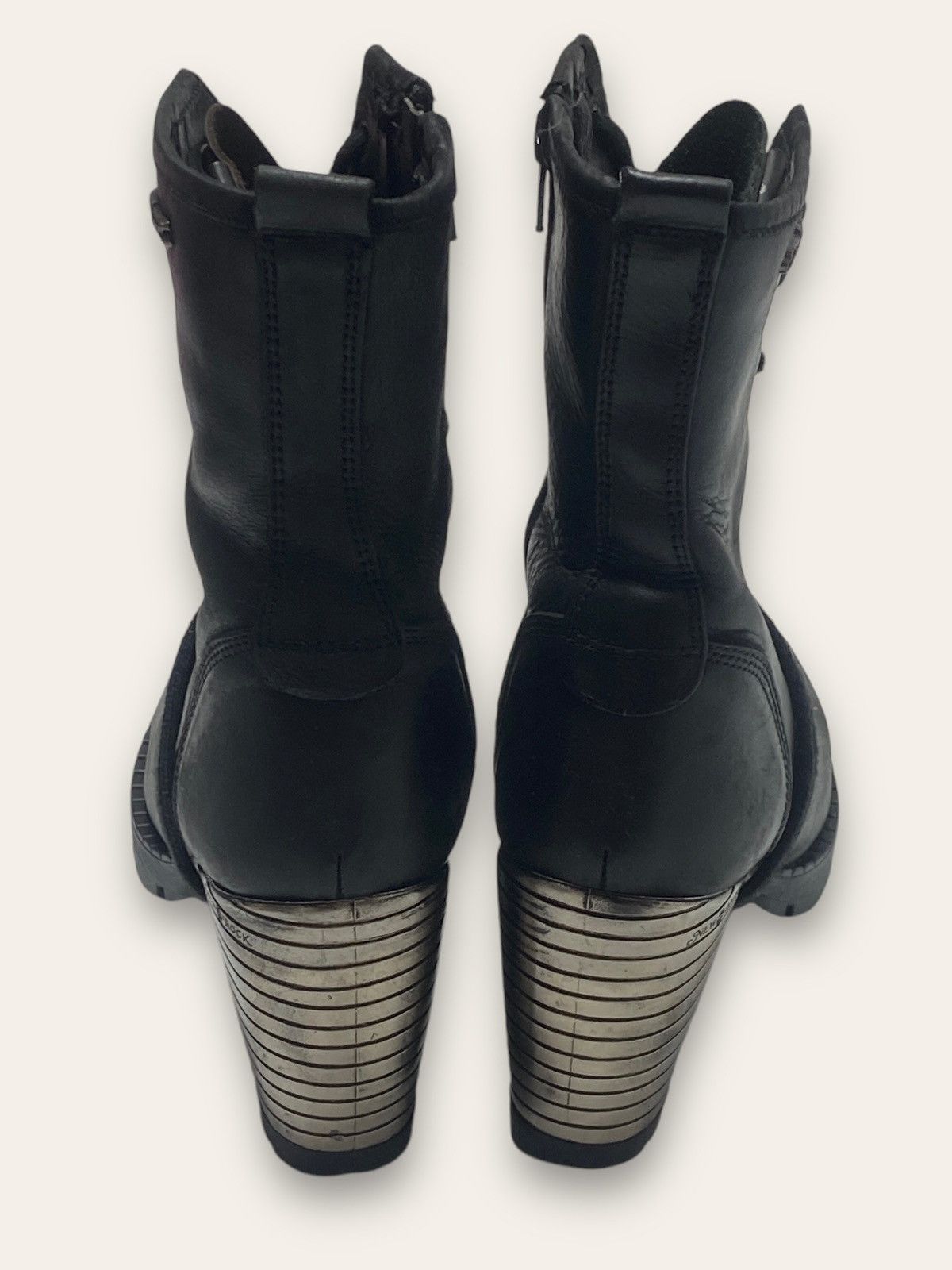 New Rock Vintage NEW ROCK Heels High Top Leather Skin Black Boots Size US 10 / IT 40 - 5 Thumbnail