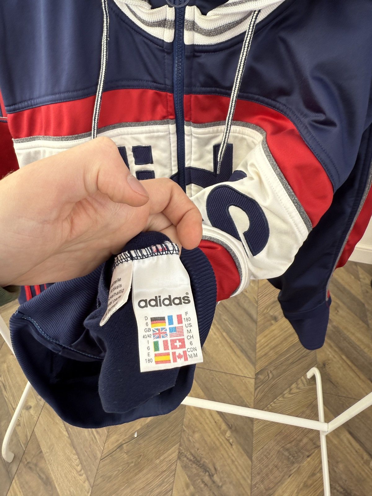 Adidas Vintage 90s Adidas Big Spell Out Hooded Track Jacket Size US M / EU 48-50 / 2 - 8 Thumbnail