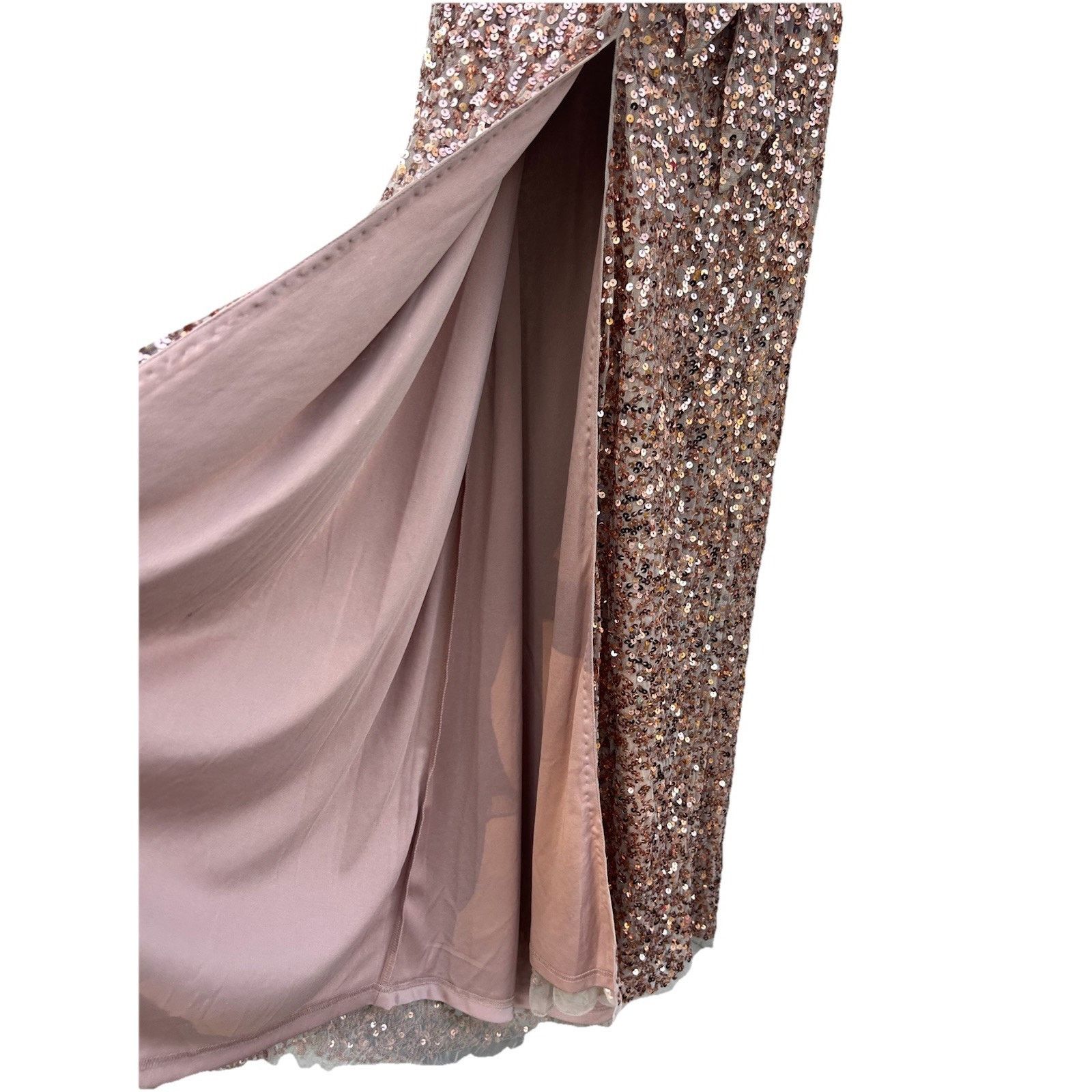 Other Mac Duggal V-Neck Slit Sequined Wrap Gown Size 4 Rose Copper Size S / US 4 / IT 40 - 5 Thumbnail