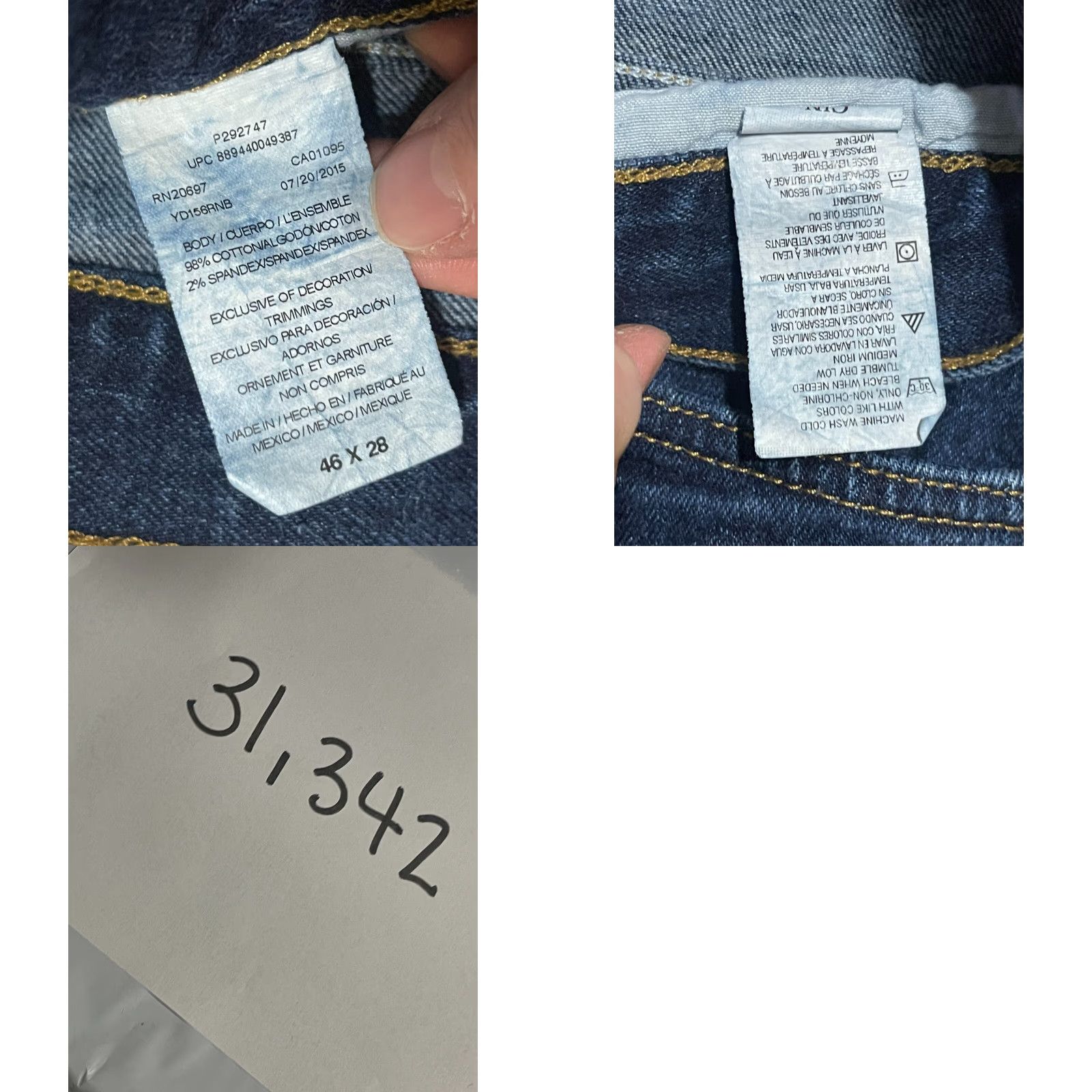Vintage Work n' Sport Jeans Men's 46x28 Blue Denim Straight Leg Pockets Jeans Sports Style Regular Fit - 28 Inseam Pockets Mens Size US 30 / EU 46 - 8 Thumbnail