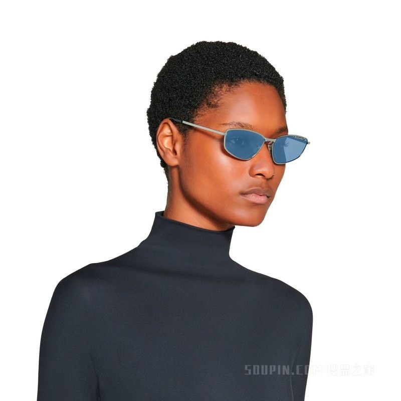 Balenciaga o1bcso1str0625 Size: OS / Palte D-Frame Sunglasses in Silver Size ONE SIZE - 4 Thumbnail