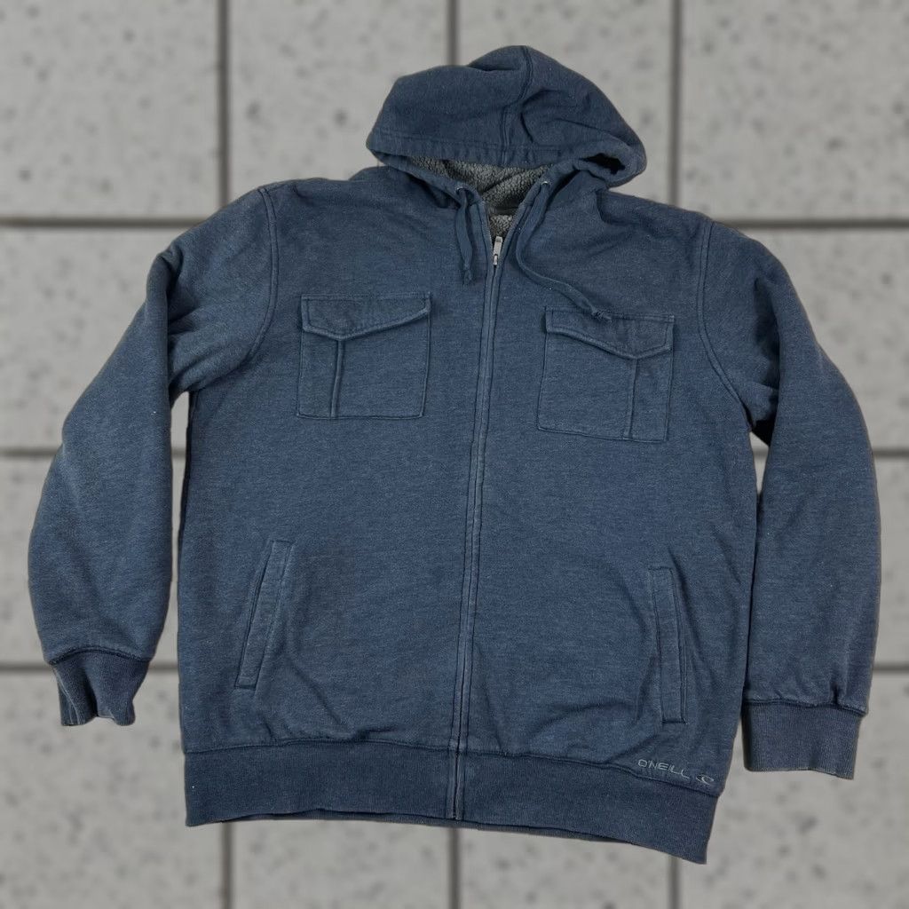 O'Neill O'Neill Mens Jacket Army Military Full Zip Hooded Fleece Lined Blue XL All Seasons Zip Pockets Size US XL / EU 56 / 4 - 1 Thumbnail