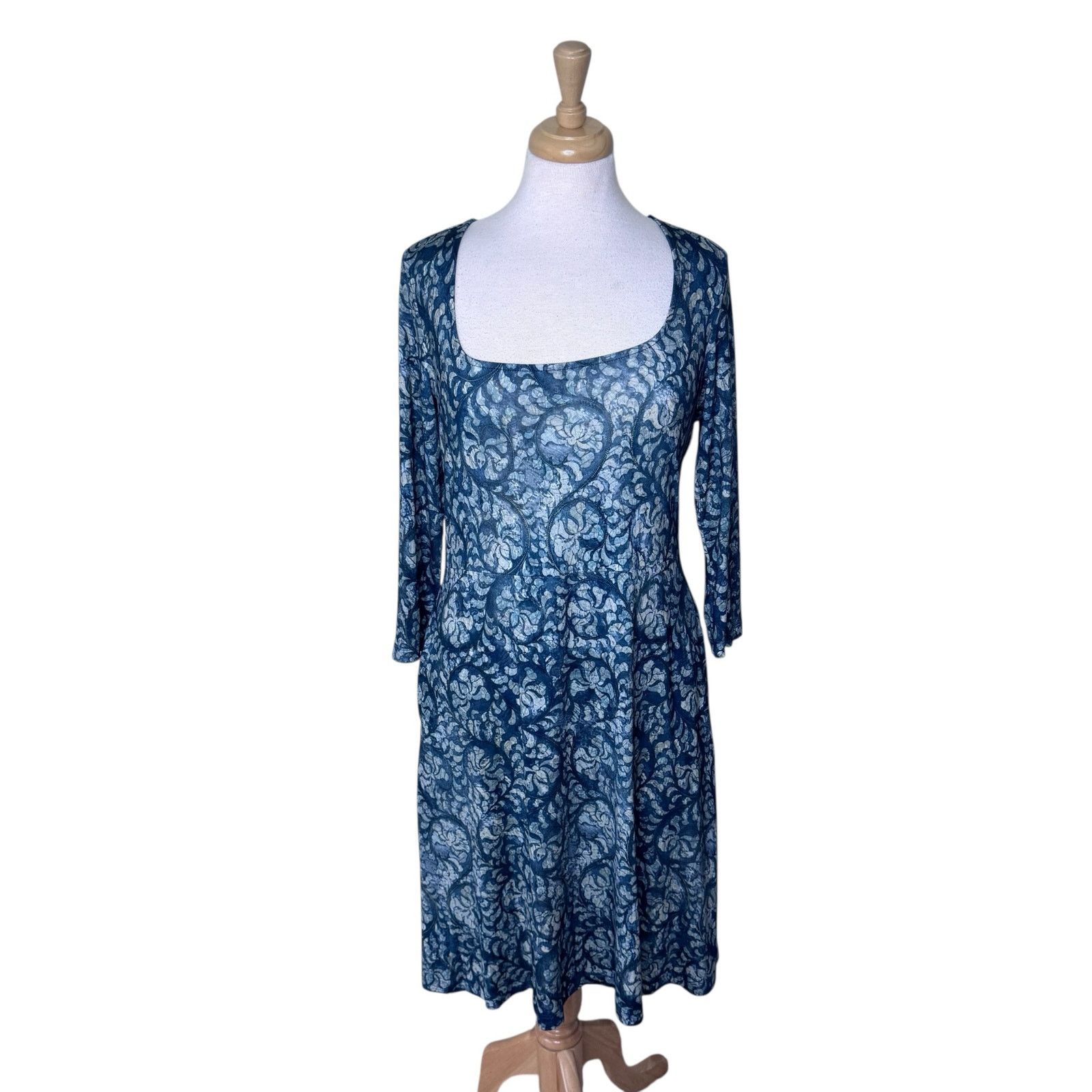 Other PERUVIAN CONNECTION Sant'Elia Jersey Dress Blue Green Medium Size M / US 6-8 / IT 42-44 - 2 Thumbnail