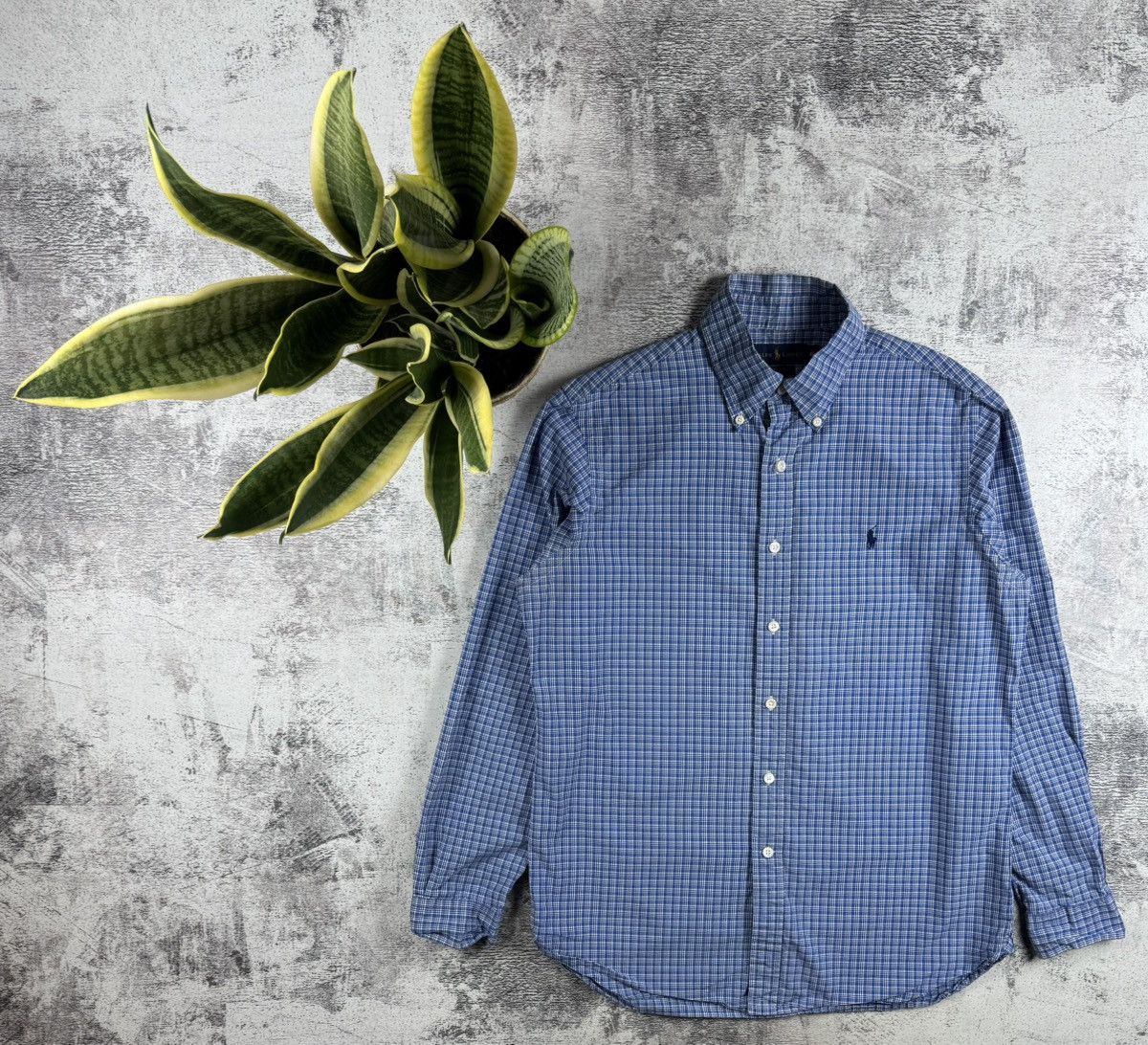 Polo Ralph Lauren Polo Ralph Lauren M Checked 120’s 2-ply Button Blue Men’s Plaid LongSleeve Shirt Size US M / EU 48-50 / 2 - 1 Thumbnail