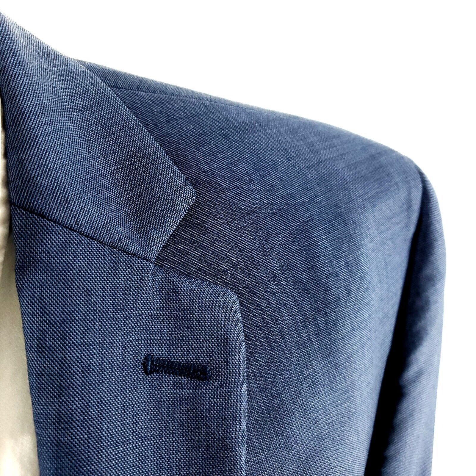 Calvin Klein Calvin Klein Wool 2 Button Blazer 40L Blue Sharkskin Size 40L - 2 Thumbnail