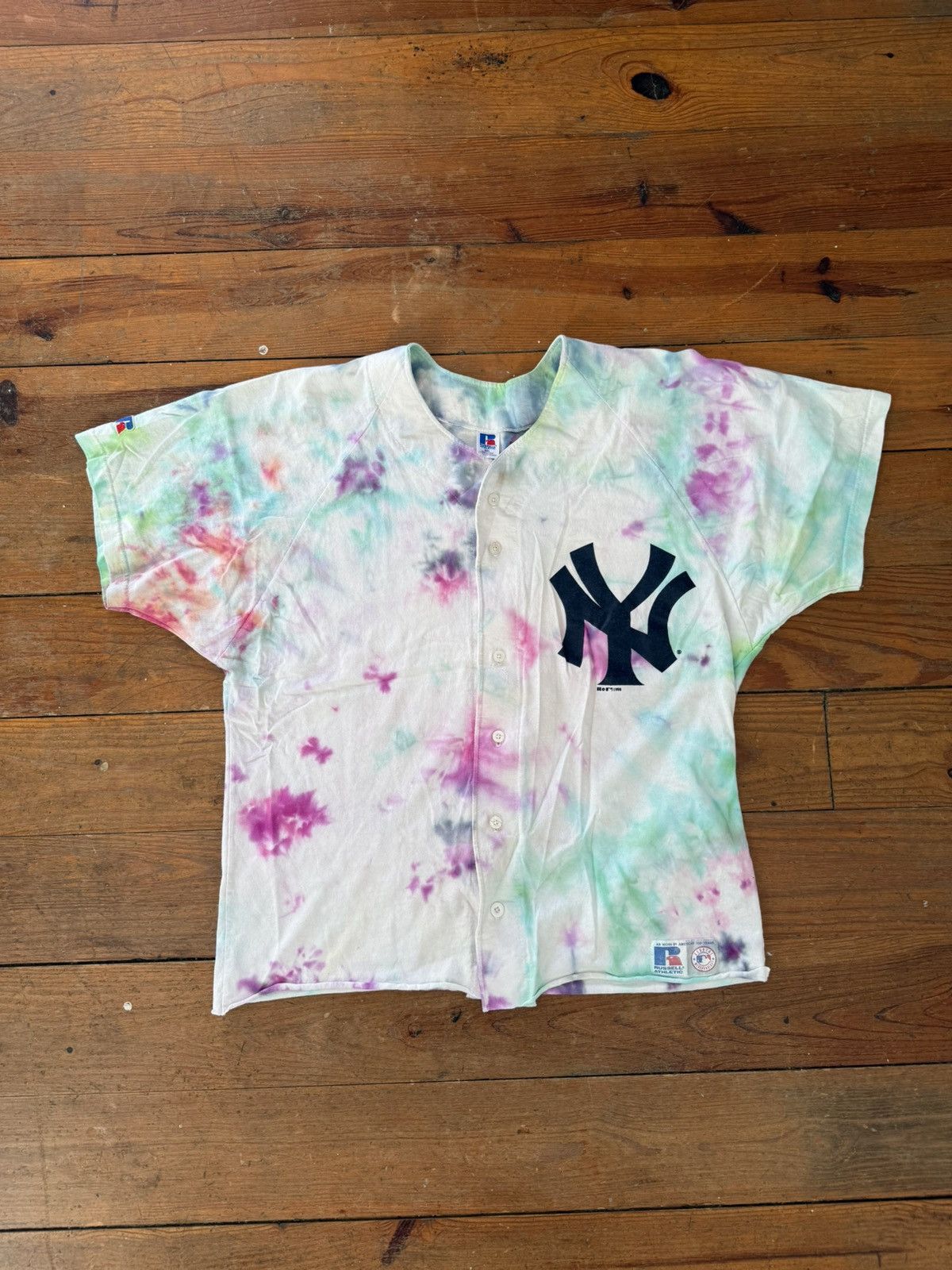 New York Yankees × Russell Athletic × Vintage VINTAGE NEW YORK YANKEES BASEBALL JERSEY HAND TIE DYED Size US XL / EU 56 / 4 - 1 Thumbnail
