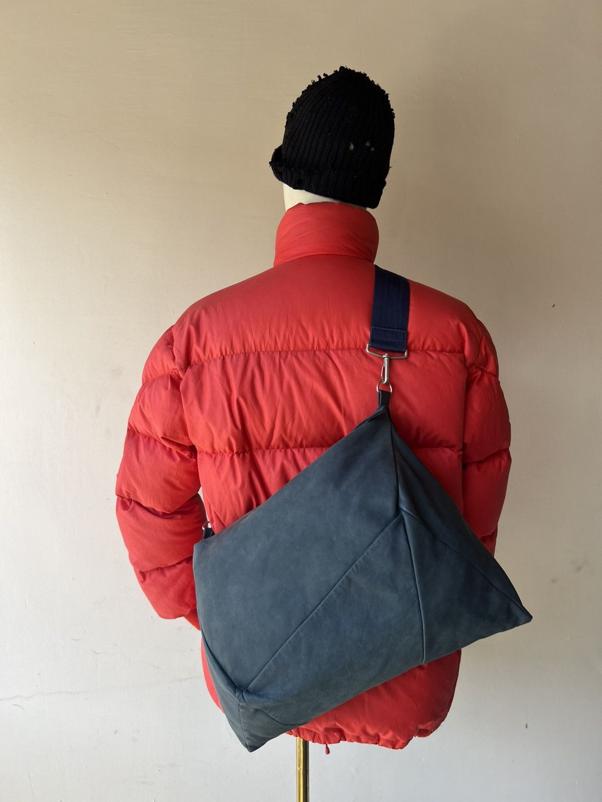 Crescent Japan Nappa Leather Messenger Bag in Blue, Men's