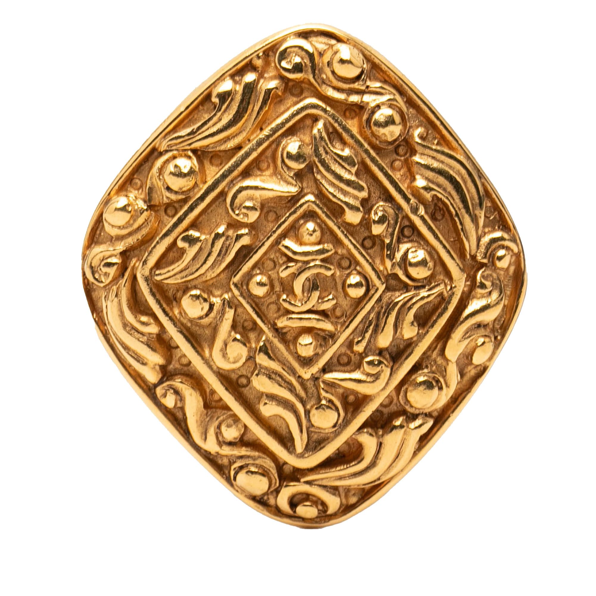 Chanel Chanel CC Gold Plated Diamond Brooch Size ONE SIZE - 1 Thumbnail