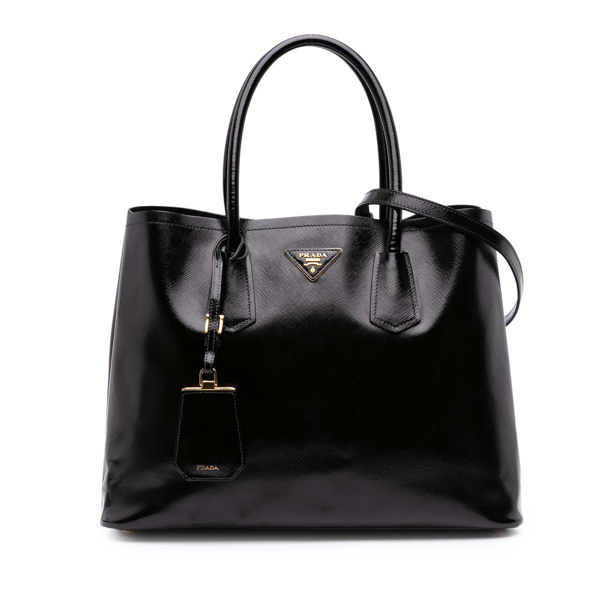 Prada Prada Medium Saffiano Vernice Double Satchel Size ONE SIZE - 1 Thumbnail