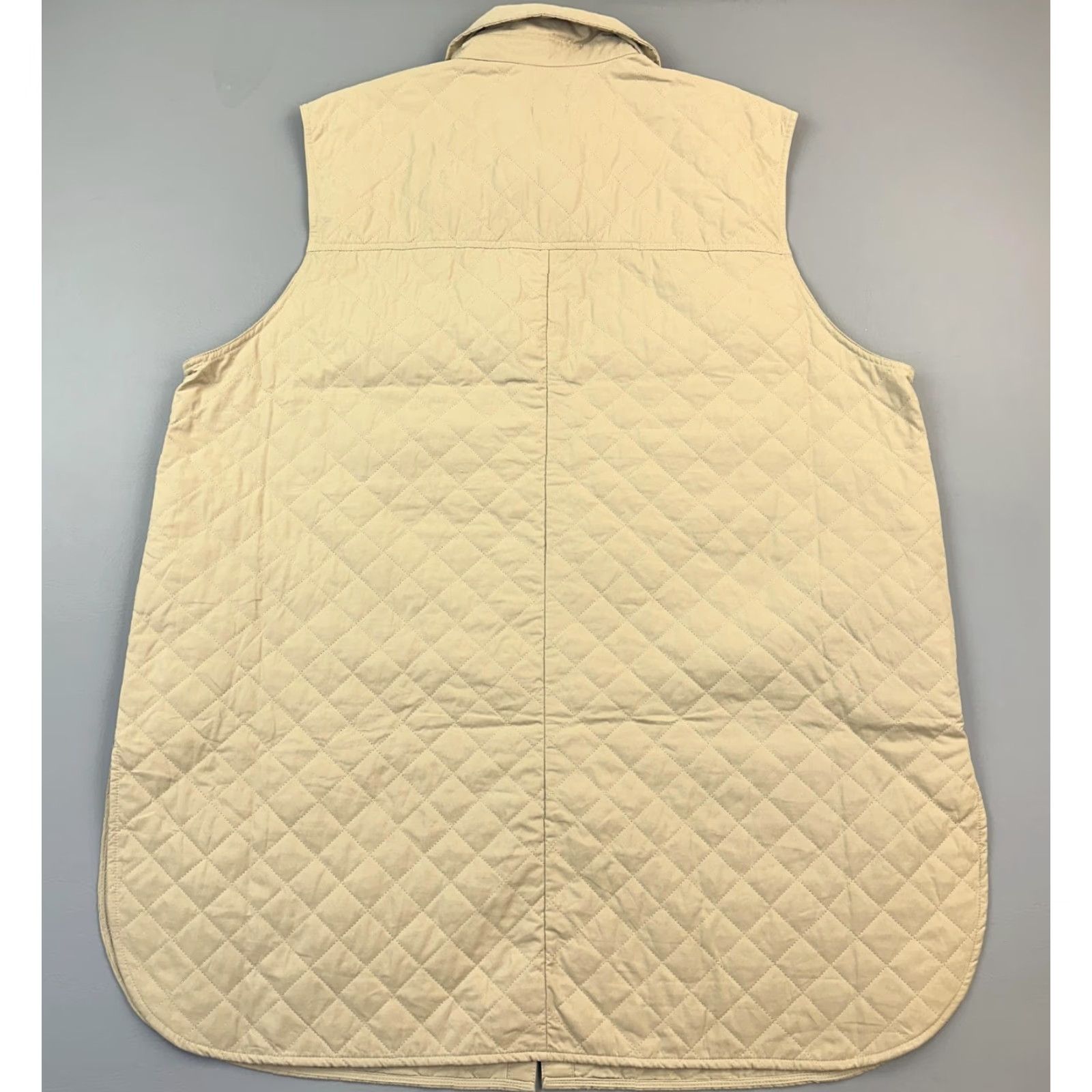 H&M H&M Quilted Jacket Women's 2XL Beige Sleeveless Snap Front Knee Length Shacket Womens Size XXL / US 16-18 / IT 52-54 - 5 Thumbnail