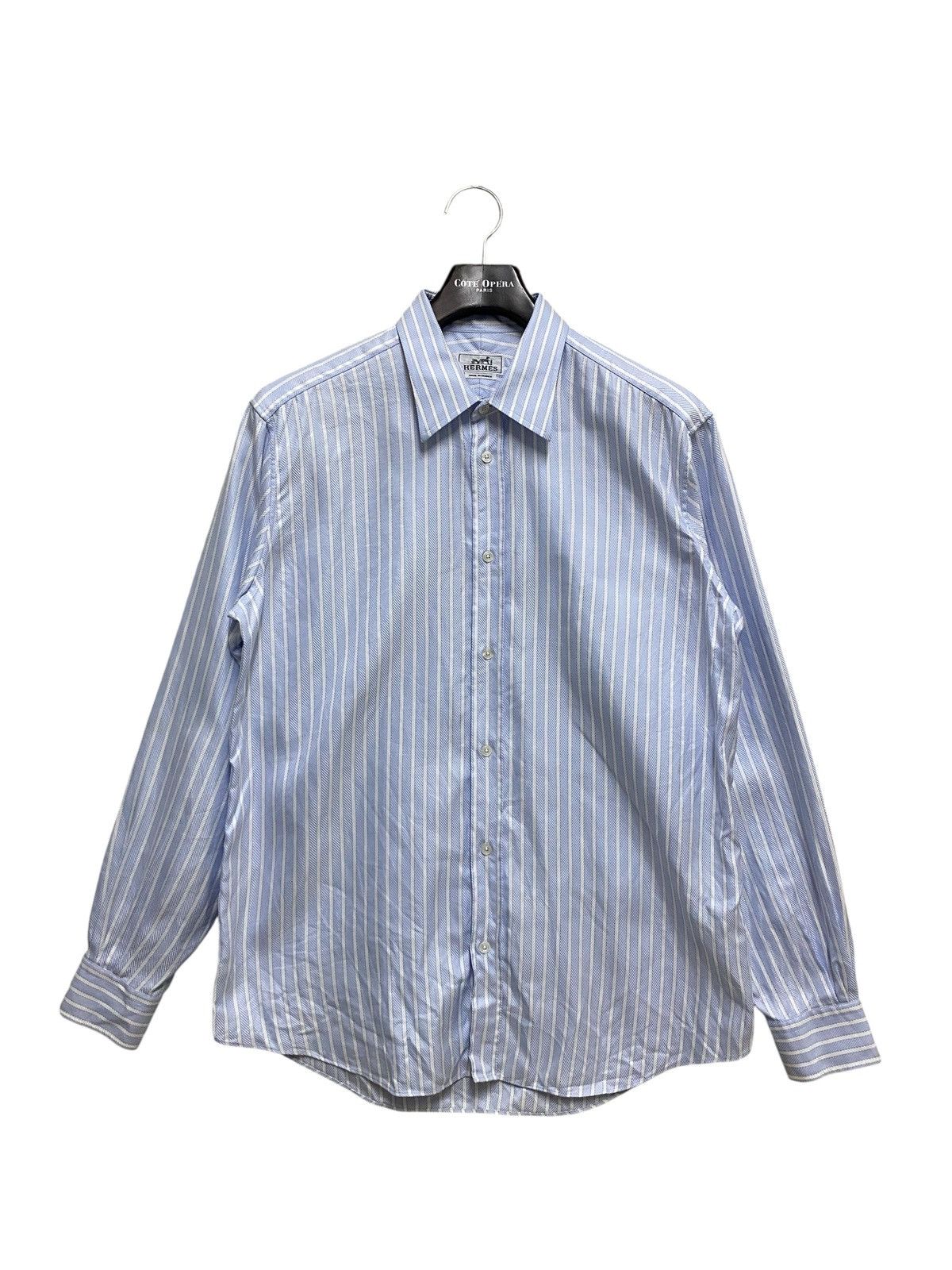 Hermes Vintage 90s hermes martin margiela era shirt button striped Size US L / EU 52-54 / 3 - 1 Thumbnail