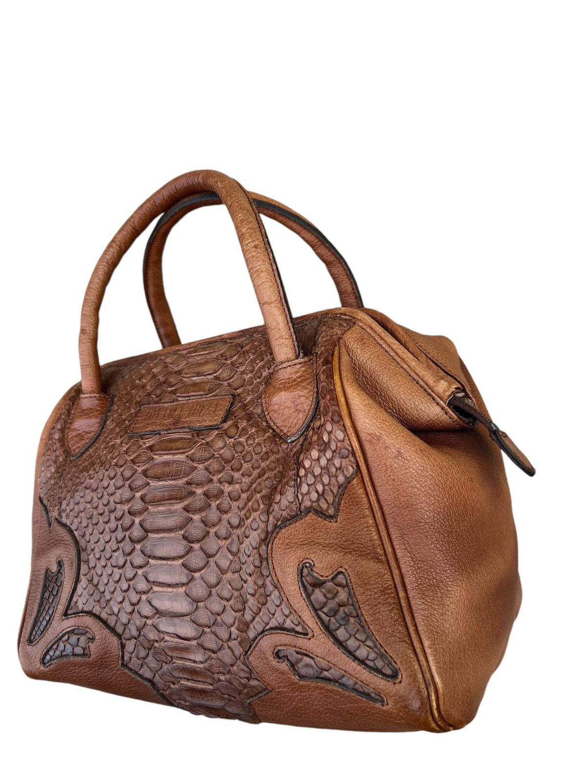 Leather Vintage Ibiza Japan Patina Python Snake Leather Doctor Bag Size ONE SIZE - 9 Thumbnail