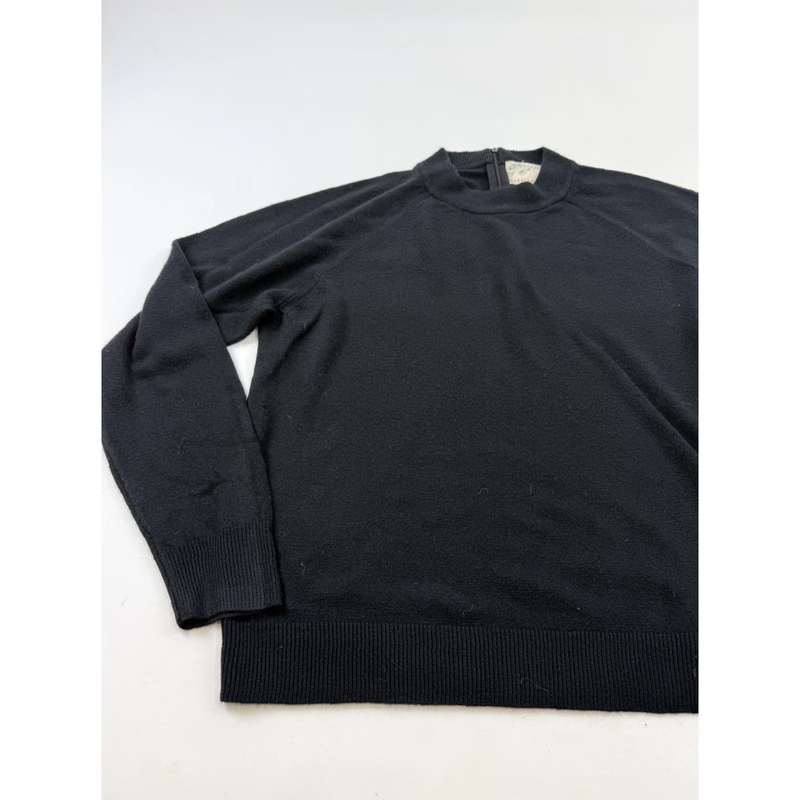 Vintage Debbie Morgan Sweater Womens Large Black Mock Neck Zip Back Knit Pullover Size L / US 10 / IT 46 - 2 Thumbnail
