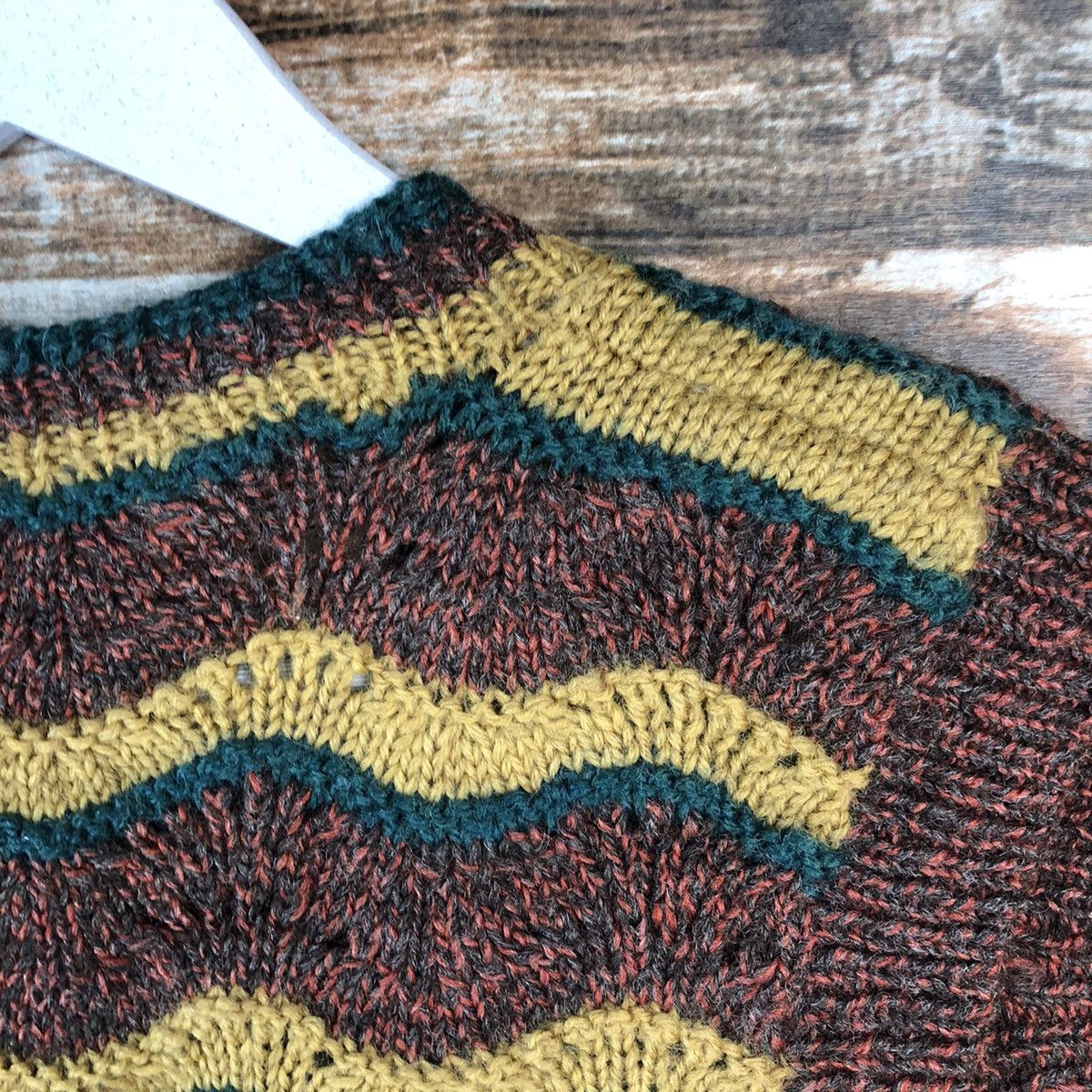 Handmade × Japanese Brand × Vintage Japan vintage wave cardigan Vest Knitwear #A2047 Size M / US 6-8 / IT 42-44 - 13 Thumbnail