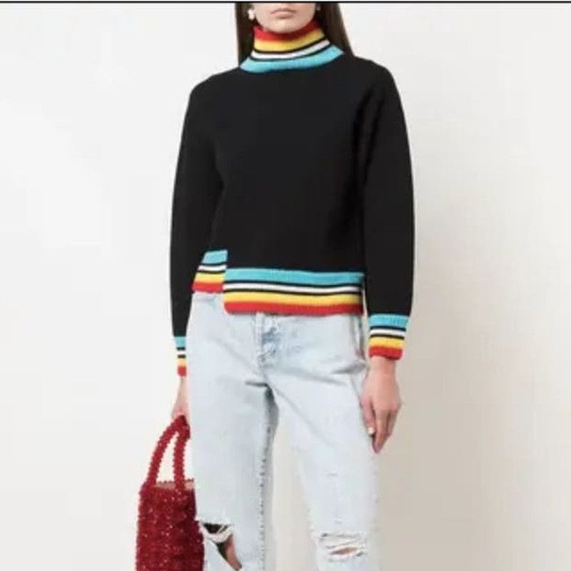 image of Alice Olivia Alice + Olivia Womens Aleta Asymmetrical Sweater Medium New in Black