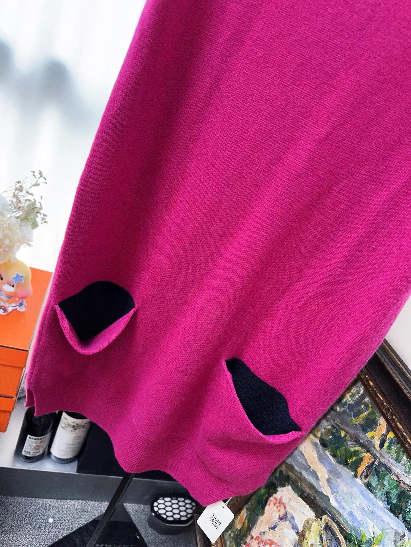 Hermes Hermes women's fuchsia & purple Vneck cashmere dress size 38 Size S / US 4 / IT 40 - 3 Thumbnail