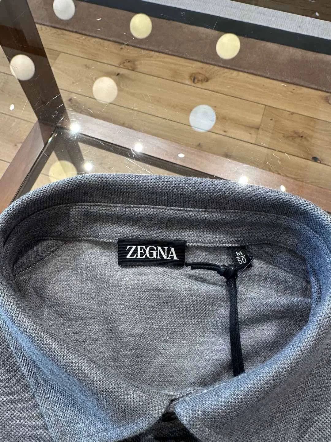 Ermenegildo Zegna Zegna Gray Long-Sleeve Polo Shirt Size US M / EU 48-50 / 2 - 8 Thumbnail
