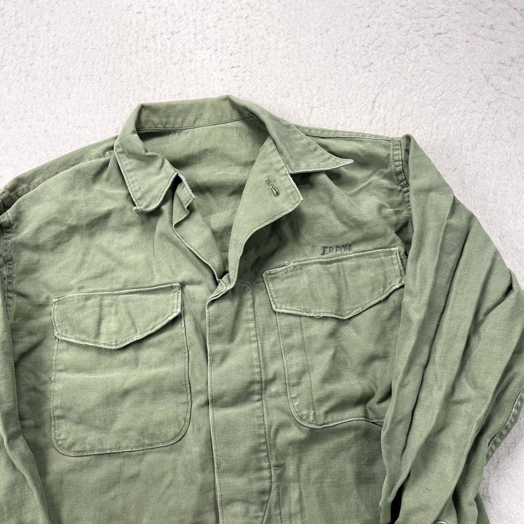 Vintage VINTAGE Green Cotton Sateen Military Fatigue Shirt Mens Medium Pohl 60s OG 107 Size US M / EU 48-50 / 2 - 3 Thumbnail