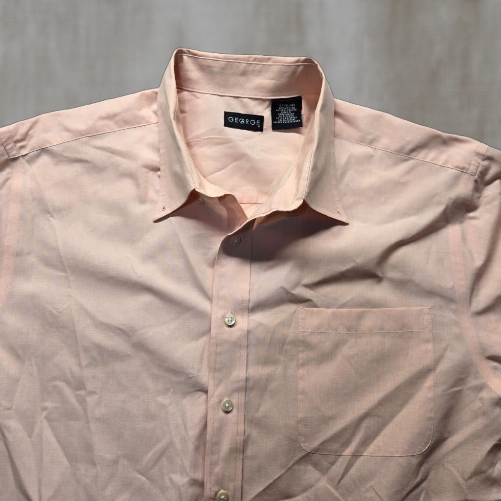 George VINTAGE George Shirt Adult XL Pink Long Sleeve Button Up Dress Shirt Mens Size US XL / EU 56 / 4 - 1 Thumbnail