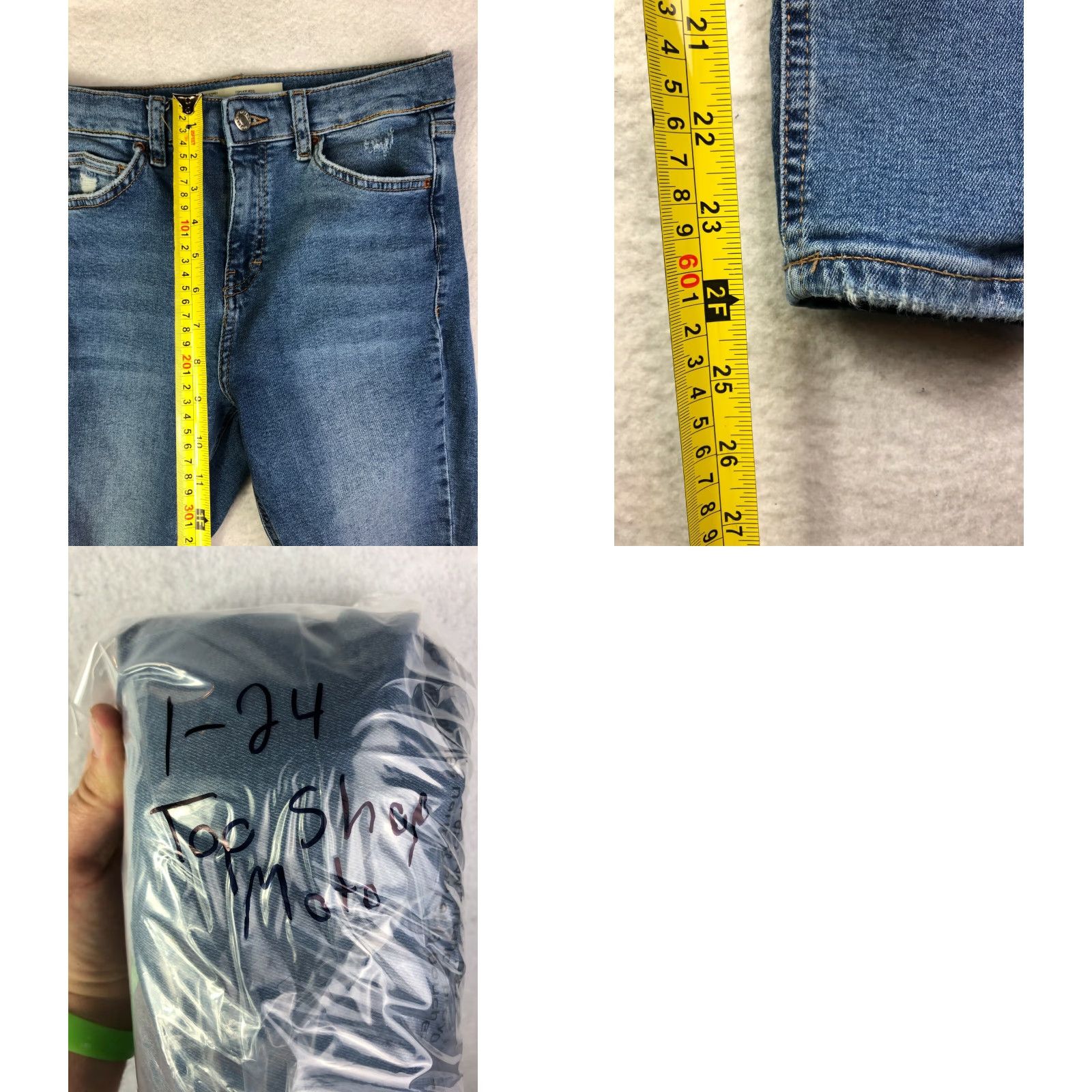 Topshop VINTAGE Top Shop Moto Jamie Juniors Jeans Distressed Blue Denim 26x24 Regular Zip Inseam 24.5 Mens Boys Size 4XL / US 24-26 - 8 Thumbnail