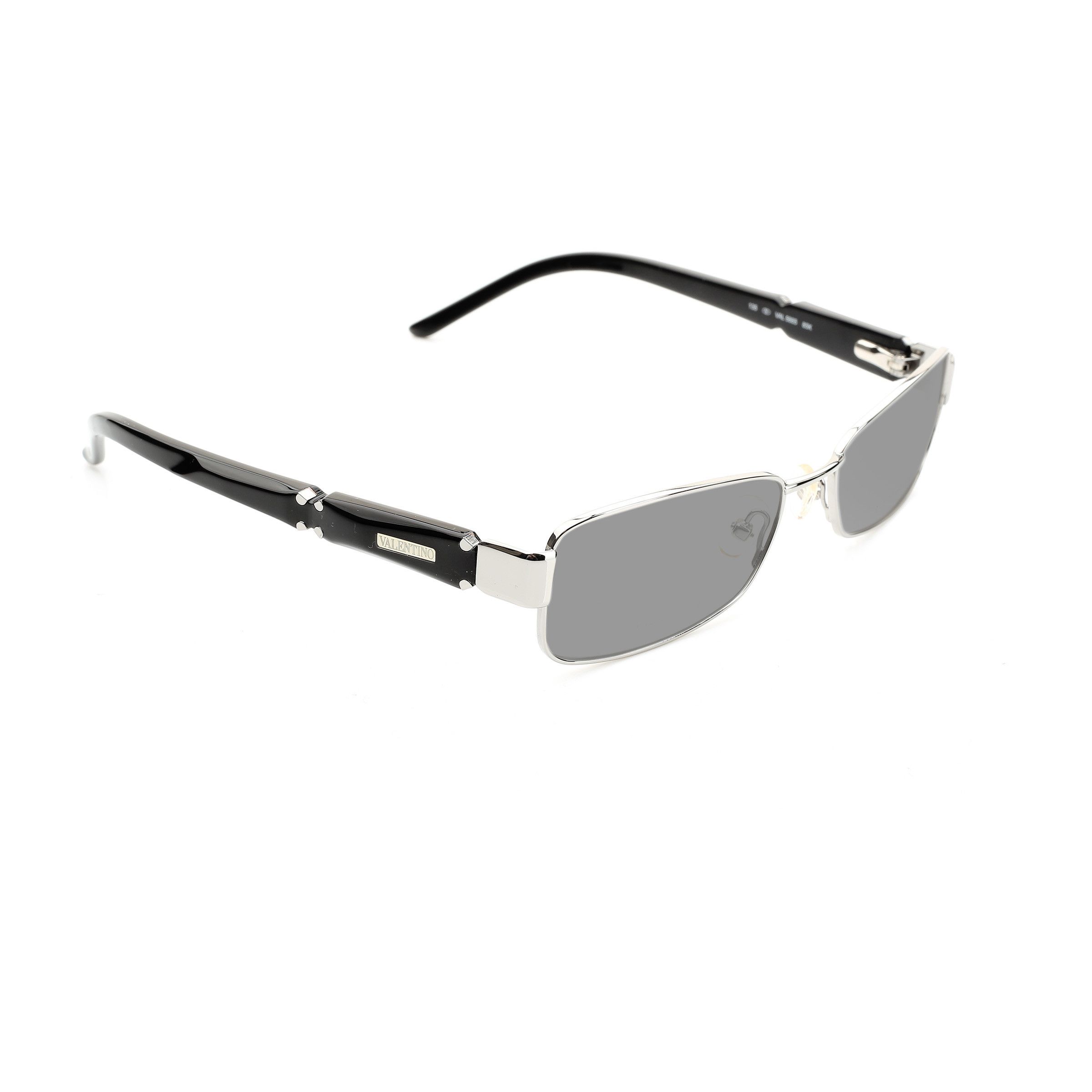 Valentino Valentino '90s Black & Silver Rectangular Sunglasses Size ONE SIZE - 1 Thumbnail