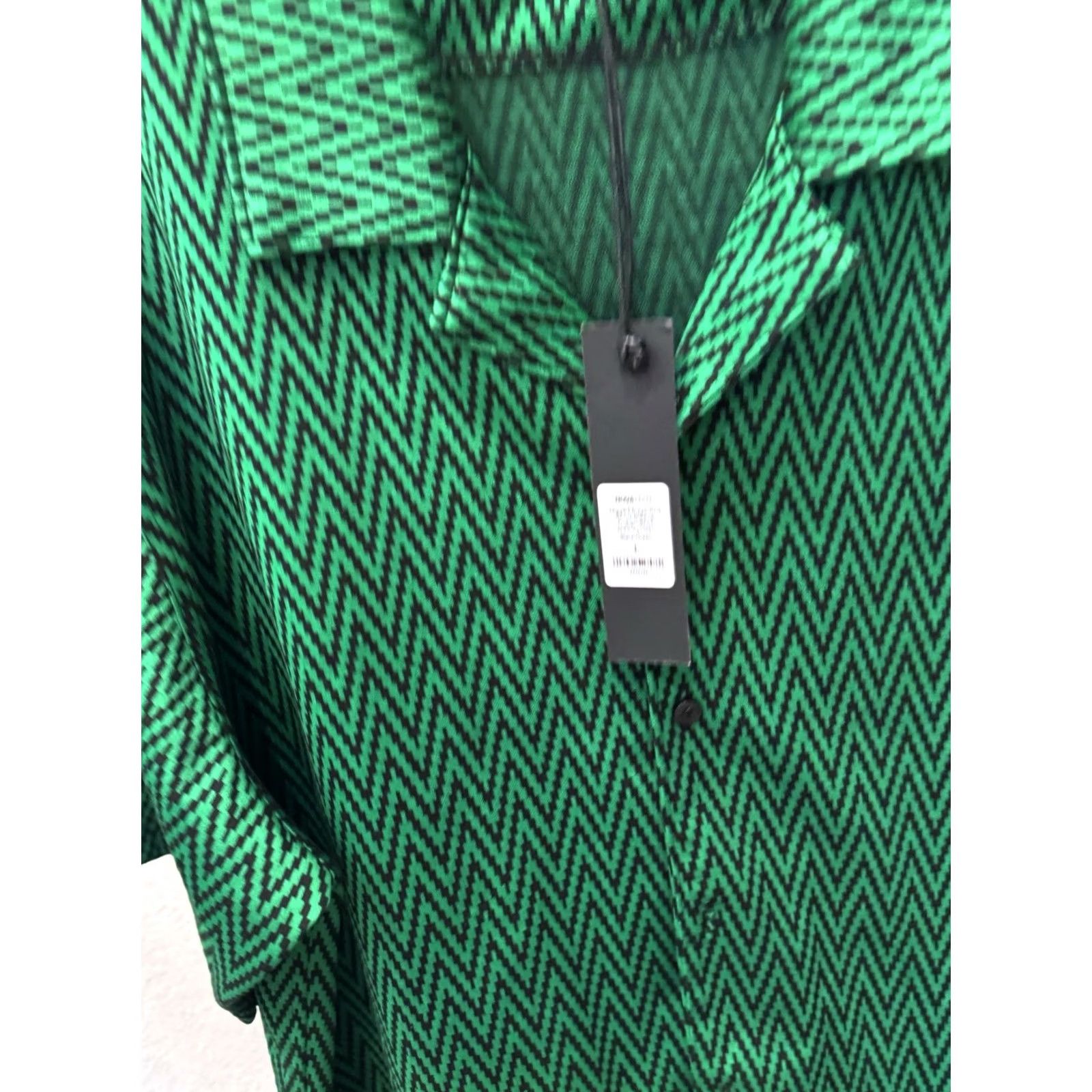 Fashion Nova Fashion Nova Shirt Short Sleeve NWT Thick Green Zig Pattern Large L Multicolor Mens Shirt Size US L / EU 52-54 / 3 - 2 Thumbnail