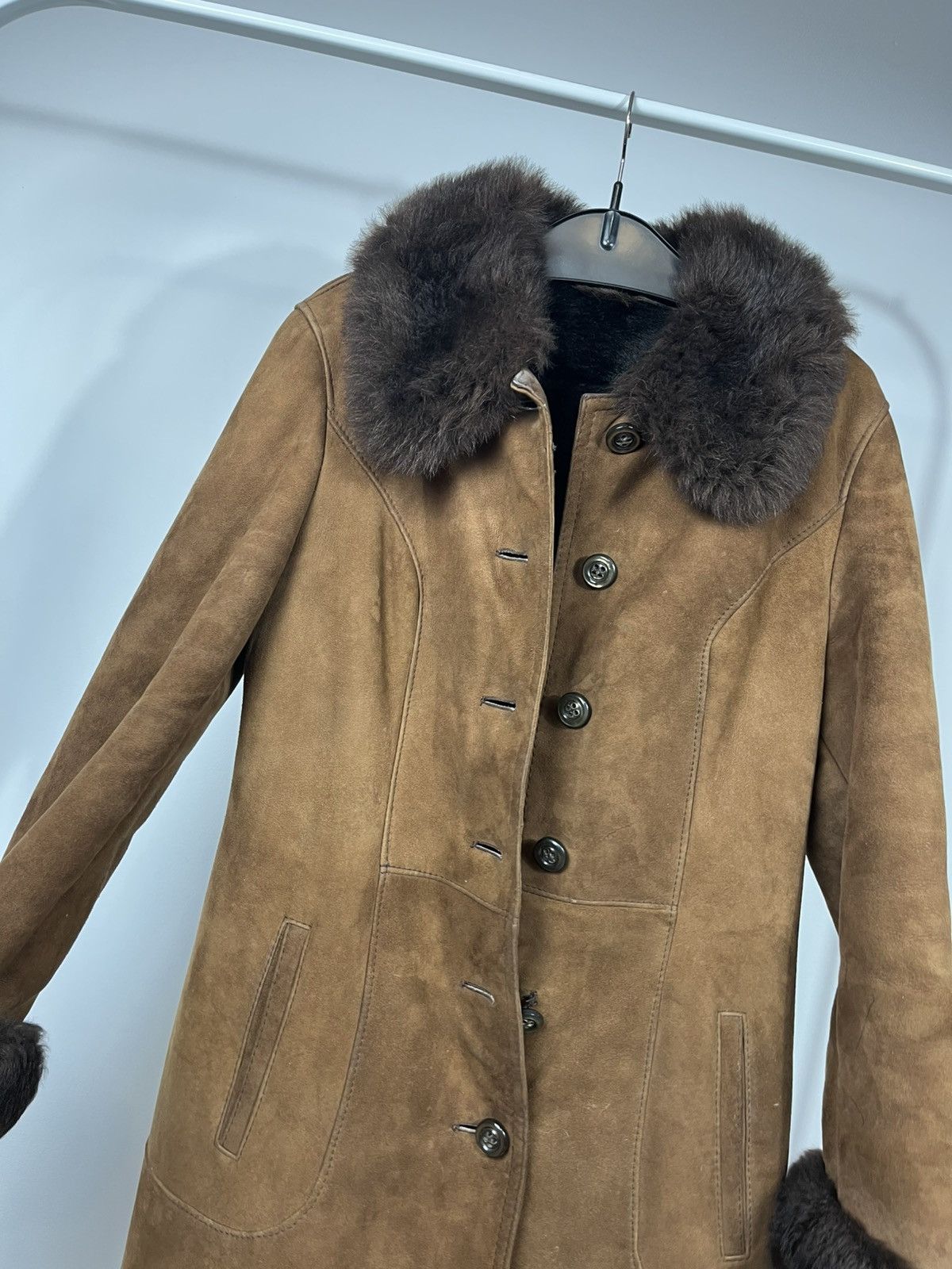 Other Vintage Brown Sheepskin Shearling Coat Real Fur Lined Women Size M / US 6-8 / IT 42-44 - 10 Thumbnail