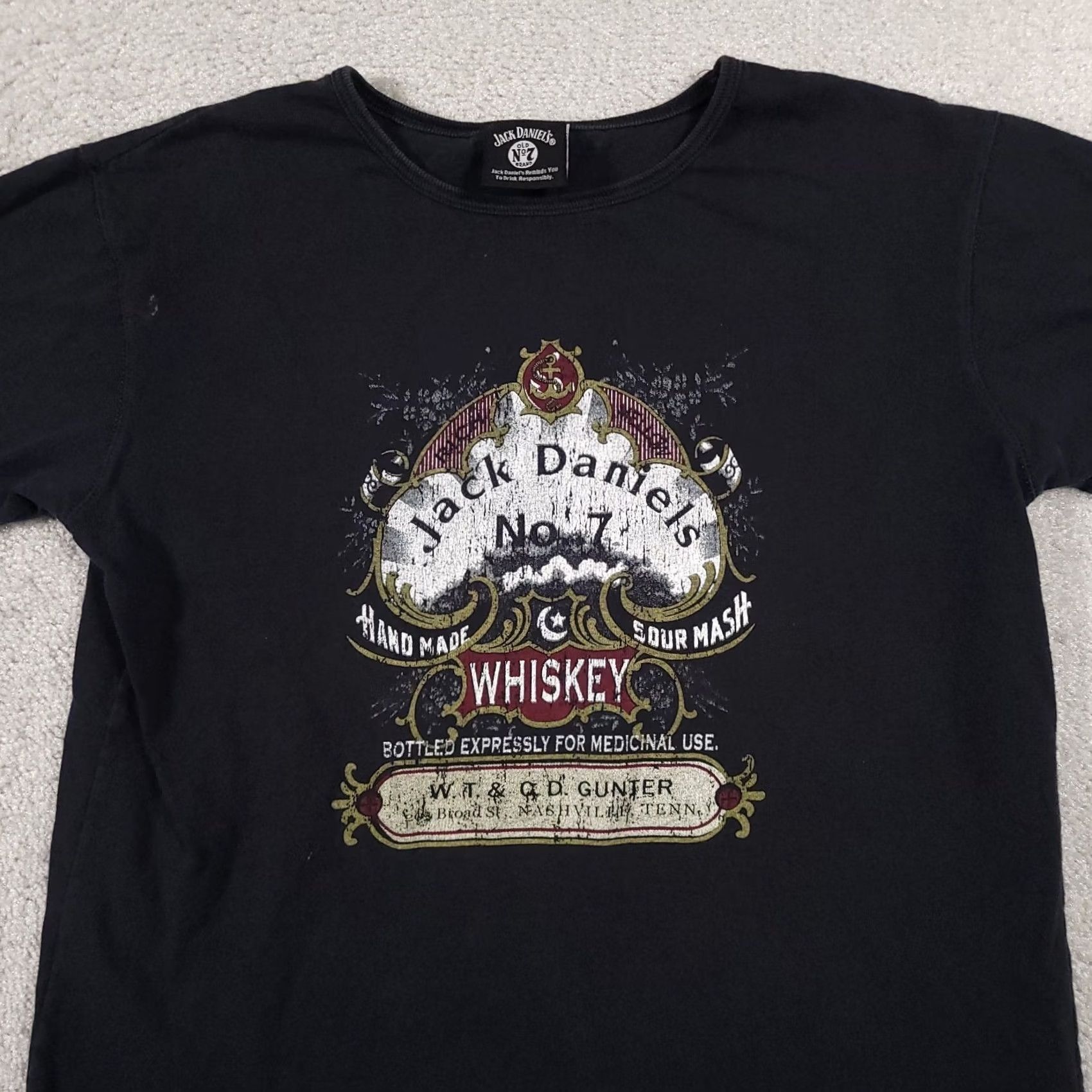 J Brand VINTAGE Jack Daniels Old No 7 Brand Graphic T-Shirt Women's Large Black Whisky Grunge Ladies Shirt Size L / US 10 / IT 46 - 3 Thumbnail
