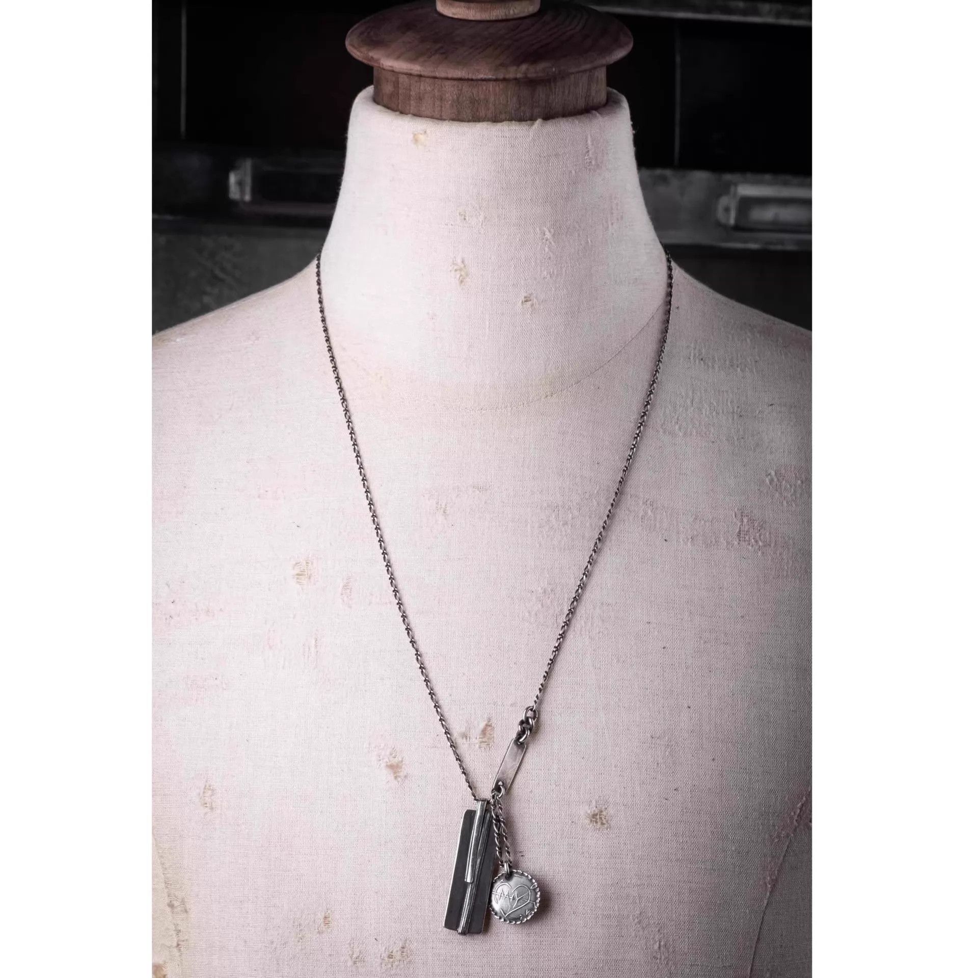 Werkstatt Munchen Werkstatt Munchen M3875 Engraved Aged Coin Silver Necklace Size ONE SIZE - 4 Thumbnail