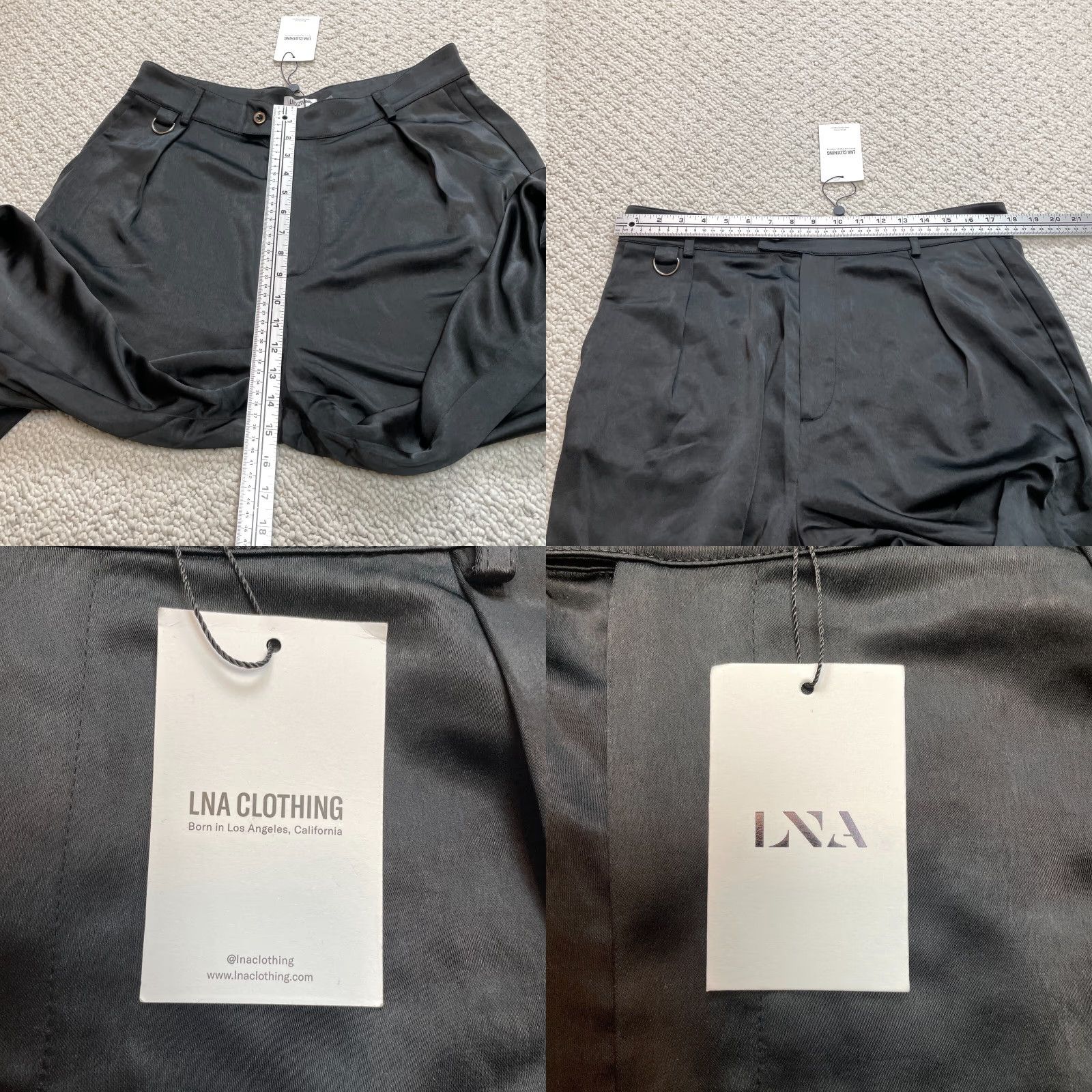 Vintage LNA Shine Cargo Pants Womens XL Black Wide Leg Pockets Slacks 36x30 New NWD Size 40" / US 18 - 8 Thumbnail