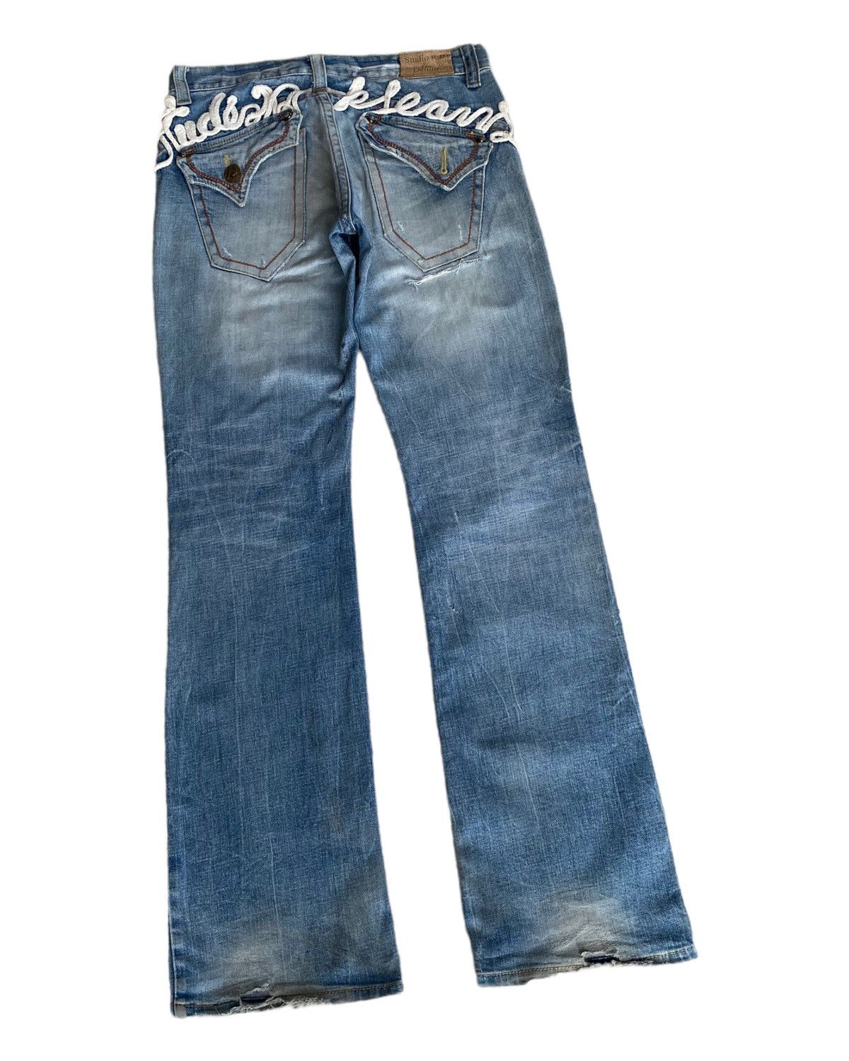 If Six Was Nine 🔥FLARED JEANS STUDIO R.P DENIM DISTRESSED JEANS AVANT GARDE Size US 33 - 4 Thumbnail