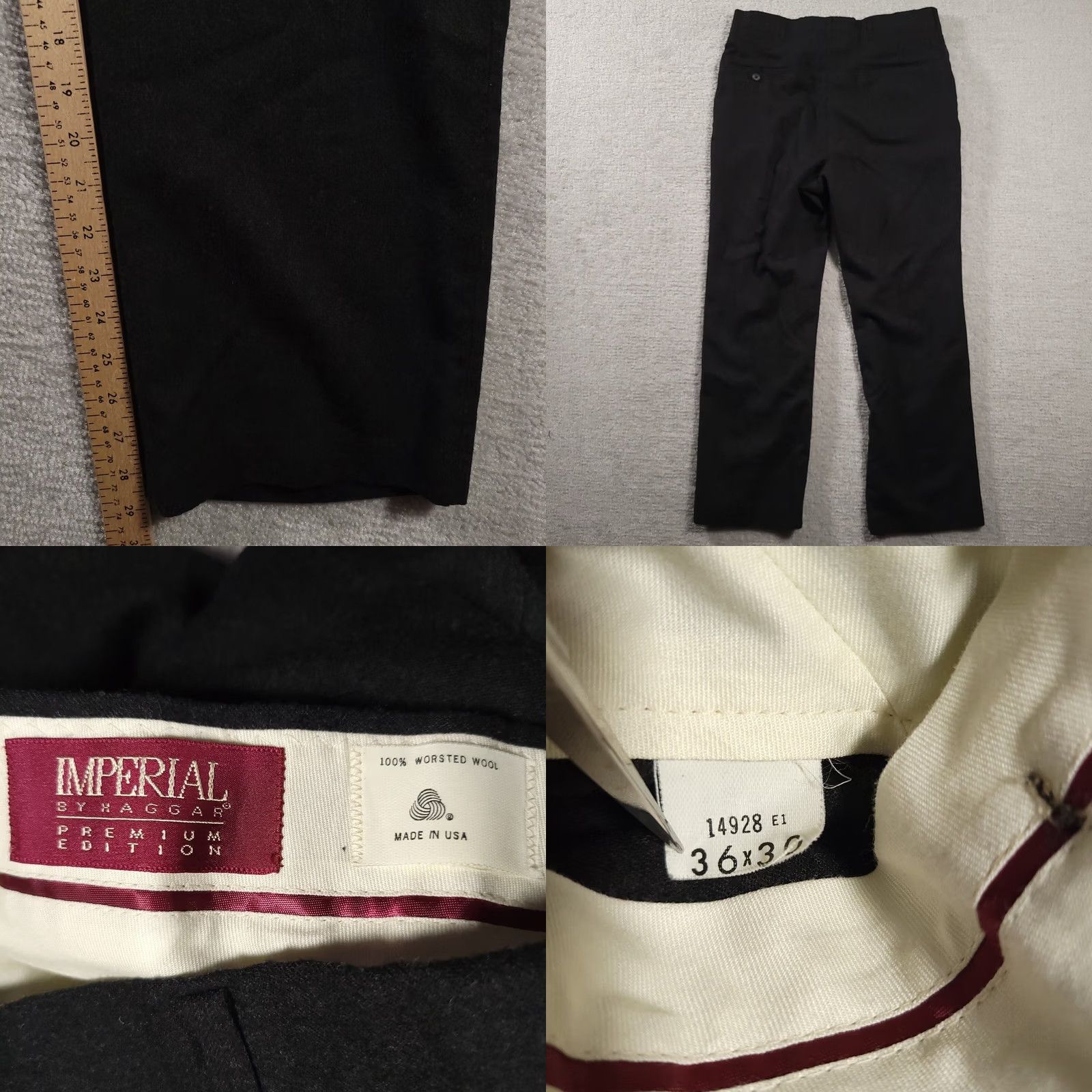 Haggar VINTAGE Haggar Imperial Dress Pants 36X30 Dark Gray Worsted Wool USA Men's Vtg By %100 Size US 36 / EU 52 - 8 Thumbnail
