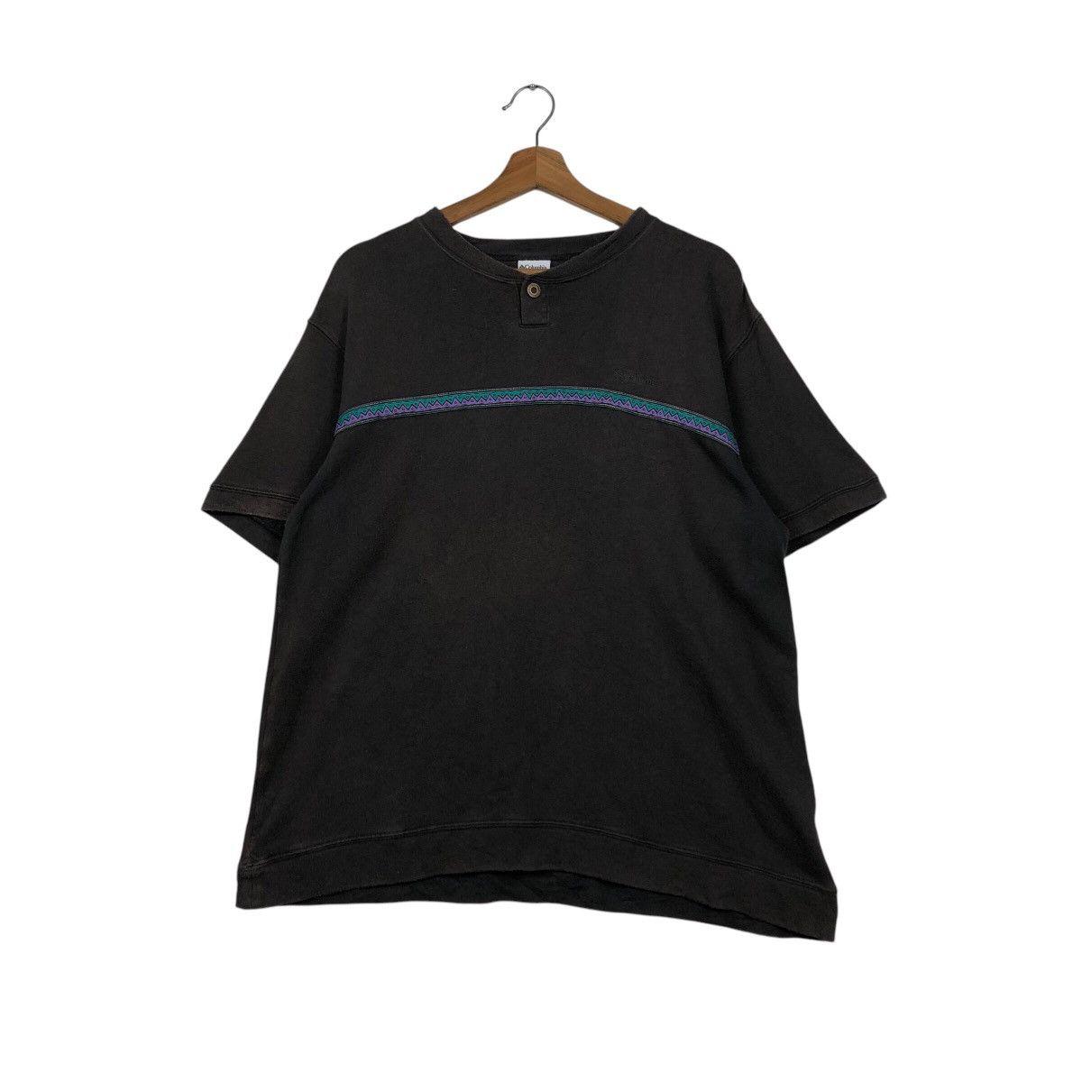 Japanese Brand Columbia Vintage Henley Tee — Tribal Tape Chest Stripe Size US M / EU 48-50 / 2 - 2 Thumbnail