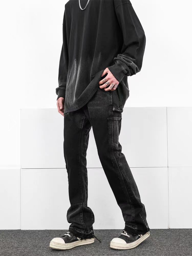 Japanese Brand × Jean High Street Vintage Washed Black Micro Flare Jeans Size US 32 / EU 48 - 4 Thumbnail