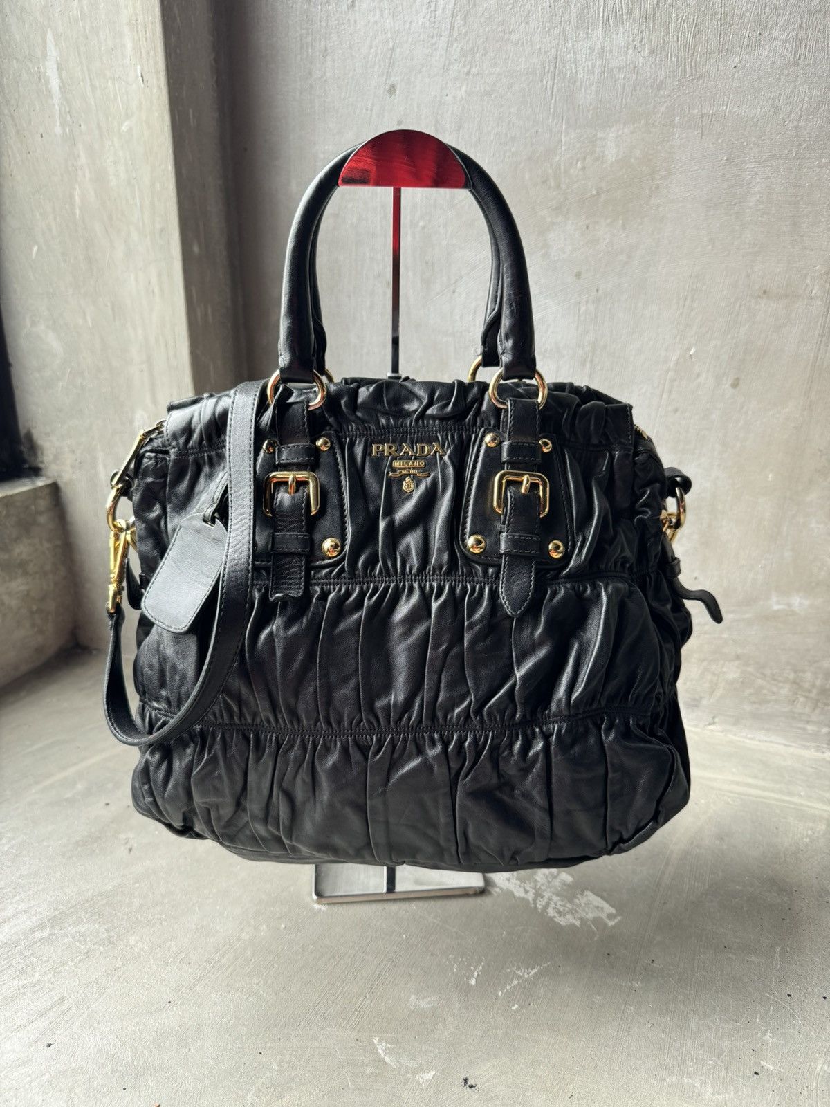 Prada Prada Black Nappa Gaufre Satchel Size ONE SIZE - 1 Thumbnail
