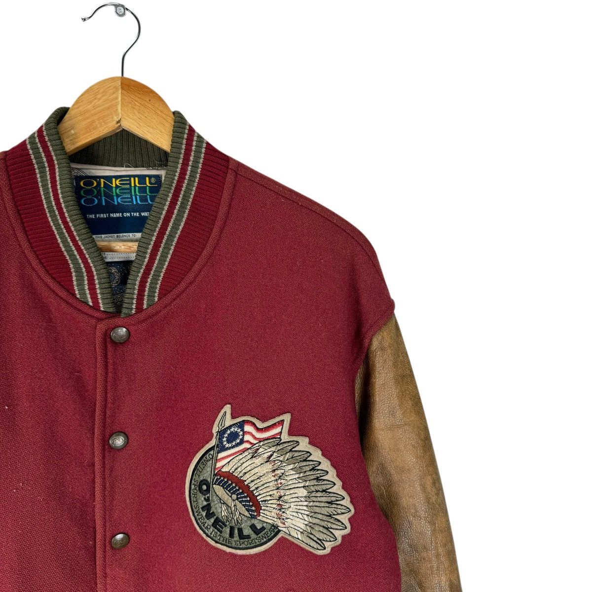 O'Neill ❄️90s ONEILL VARSITY LEATHER JACKET Size US L / EU 52-54 / 3 - 4 Thumbnail
