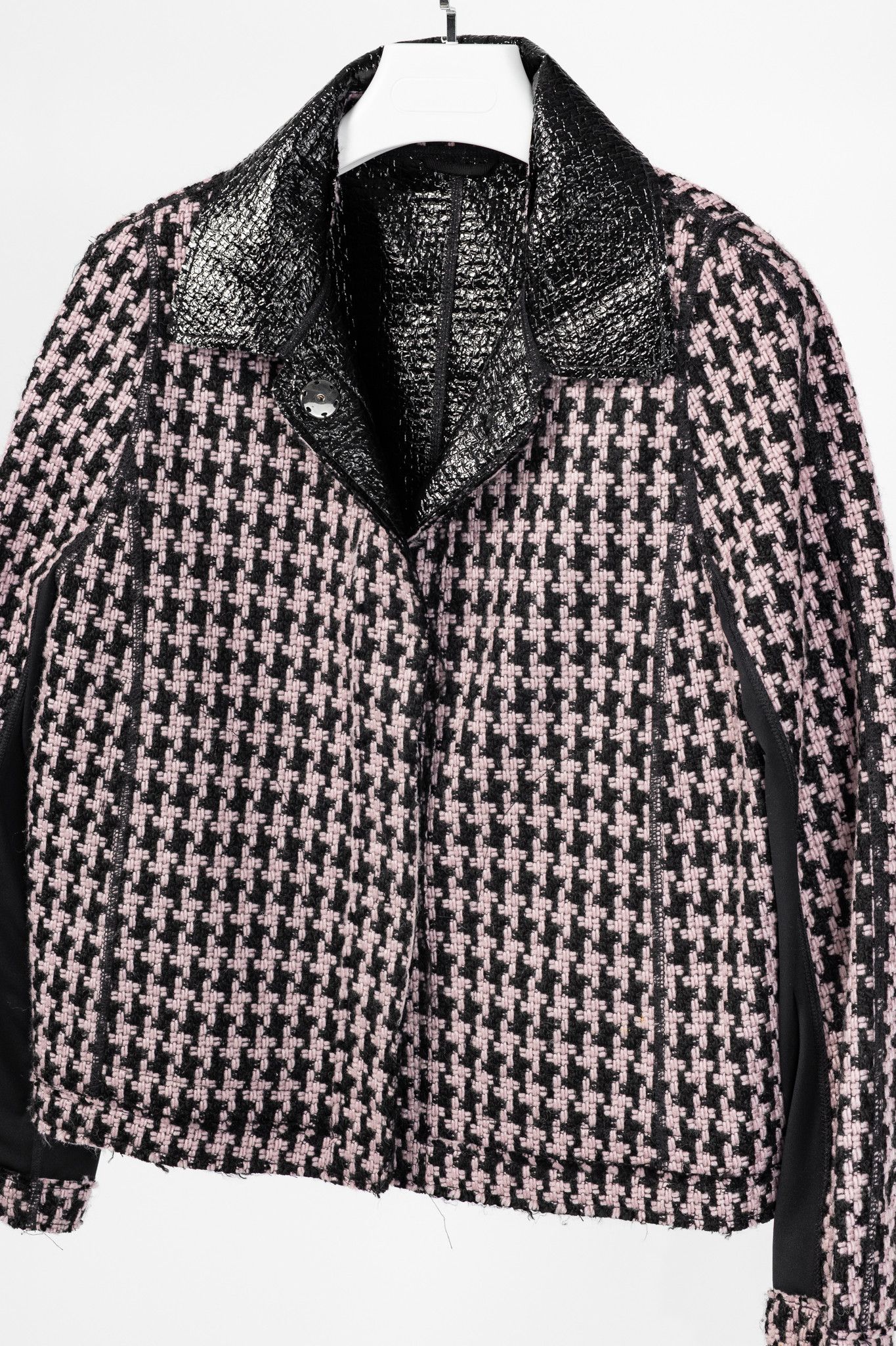 Other Marc Cain Reversible Houndstooth Tweed & Faux-Leather Jacket Size L / US 10 / IT 46 - 5 Thumbnail