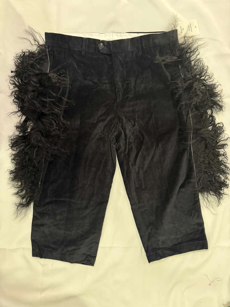 Vintage Custom-made Black Velvet Pants with Real Mongolian Fur Size US 32 / EU 48 - 1 Thumbnail