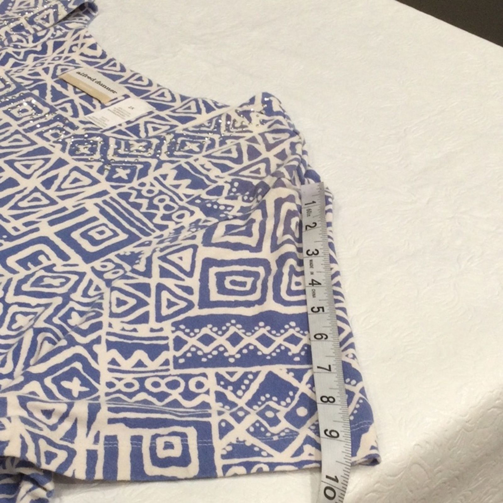 Other Alfred Dunner Blue/White Studded Geometric Print Top 2X Size XXL / US 16-18 / IT 52-54 - 14 Thumbnail