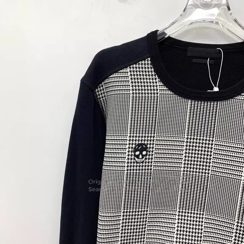 Alexander McQueen Alexander Mcqueen Black thousand-bird check skull inlaid c Size S / US 4 / IT 40 - 3 Thumbnail