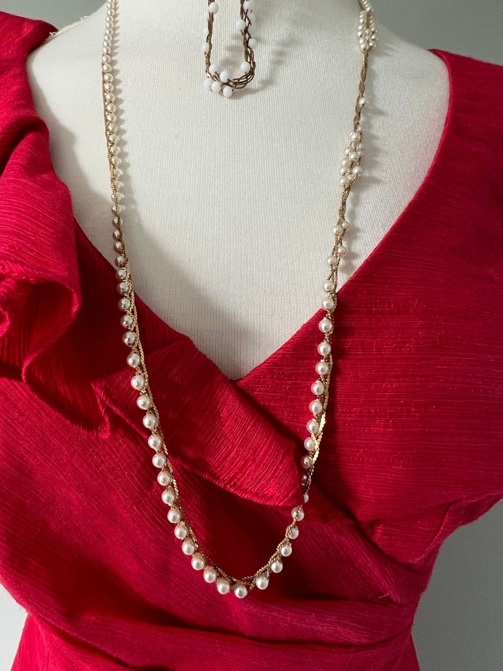 Vintage 1930s Vintage Gold & Pearl Necklace & Bracelet Set by Napier Size ONE SIZE - 5 Thumbnail