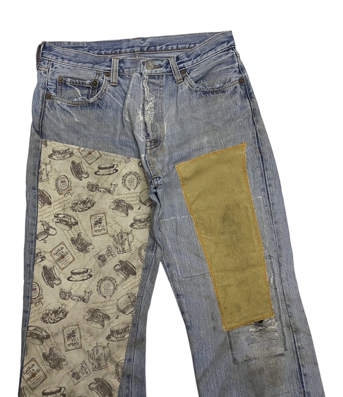 If Six Was Nine 🔥VINTAGE PATCHWORK DISTRESSED DENIM JEANS JOHN BULL KAPITAL Size US 30 / EU 46 - 7 Thumbnail