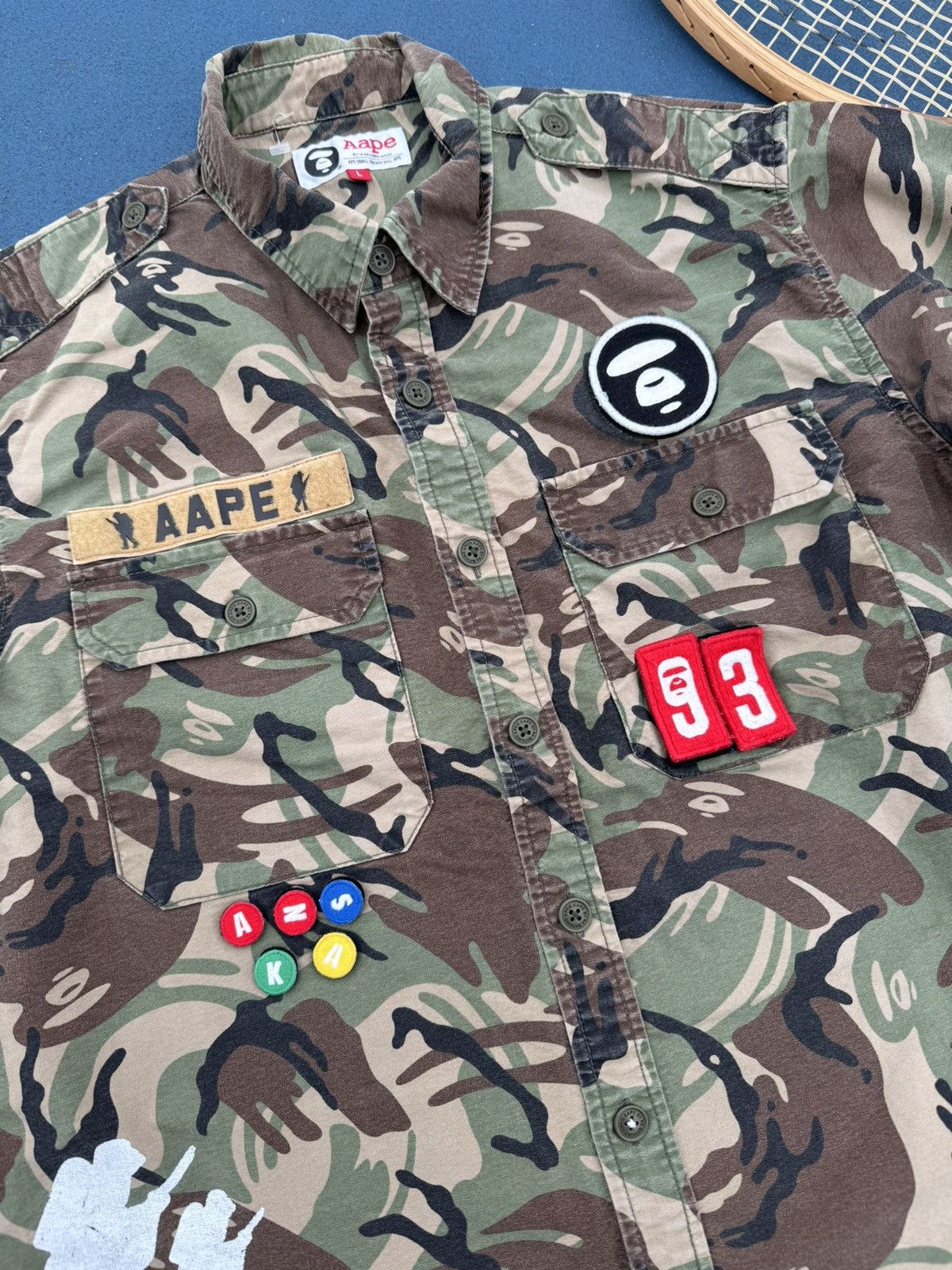 Aape A Bathing Ape Foot Soldier Patch Camo Button Up Shirt Size US L / EU 52-54 / 3 - 2 Thumbnail